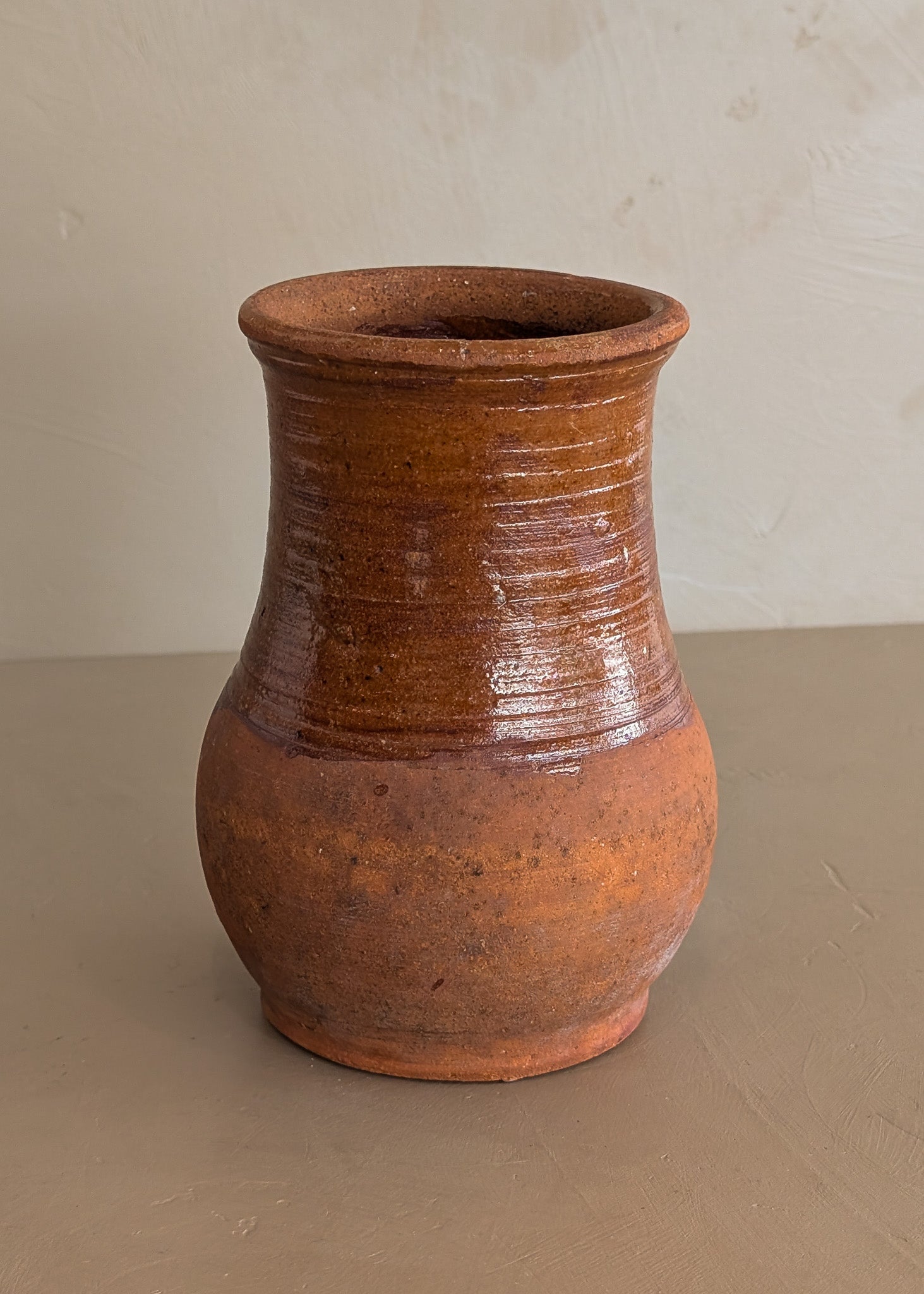 Small Terracotta Vase with Glazed Neck