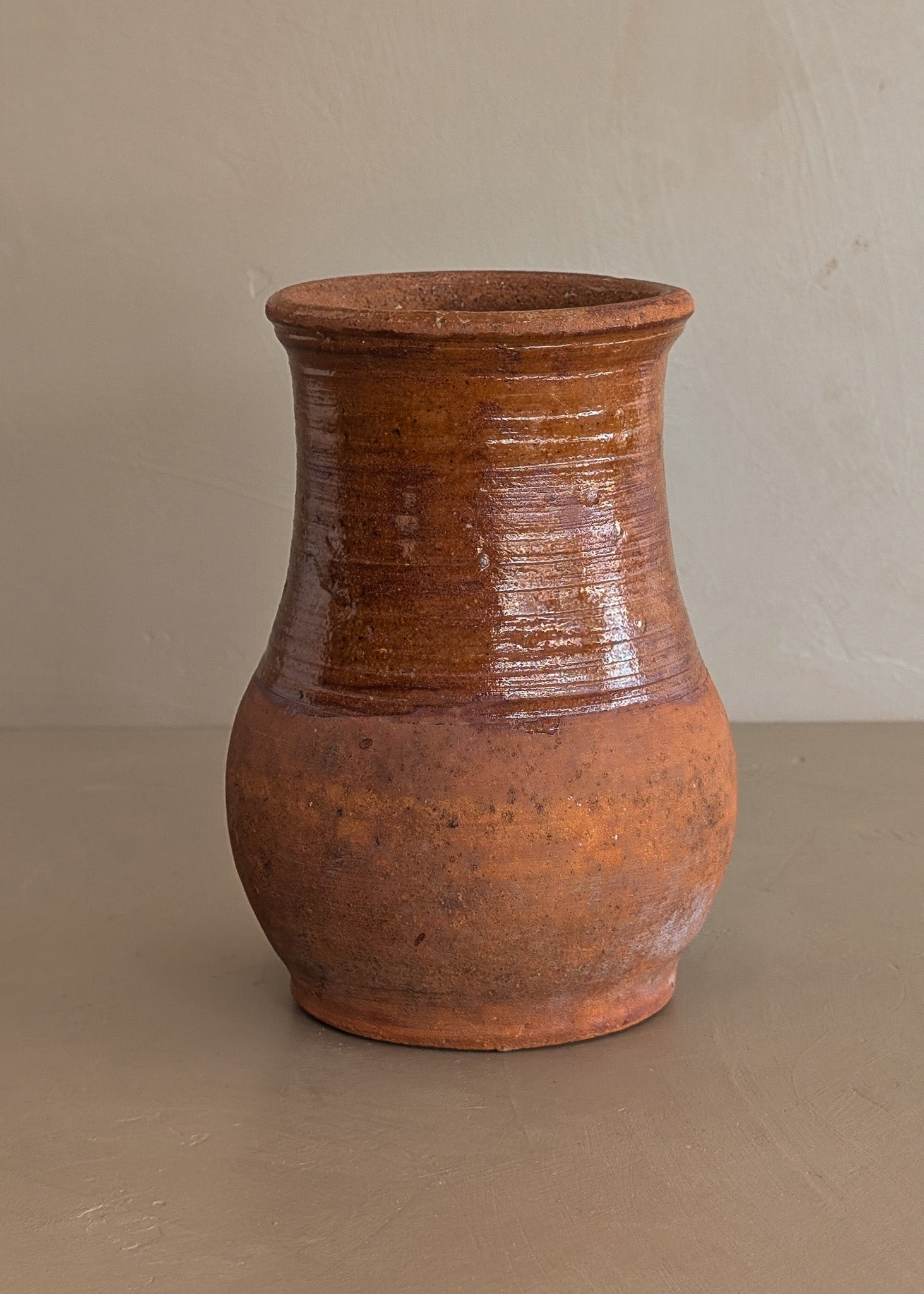 Small Terracotta Vase with Glazed Neck