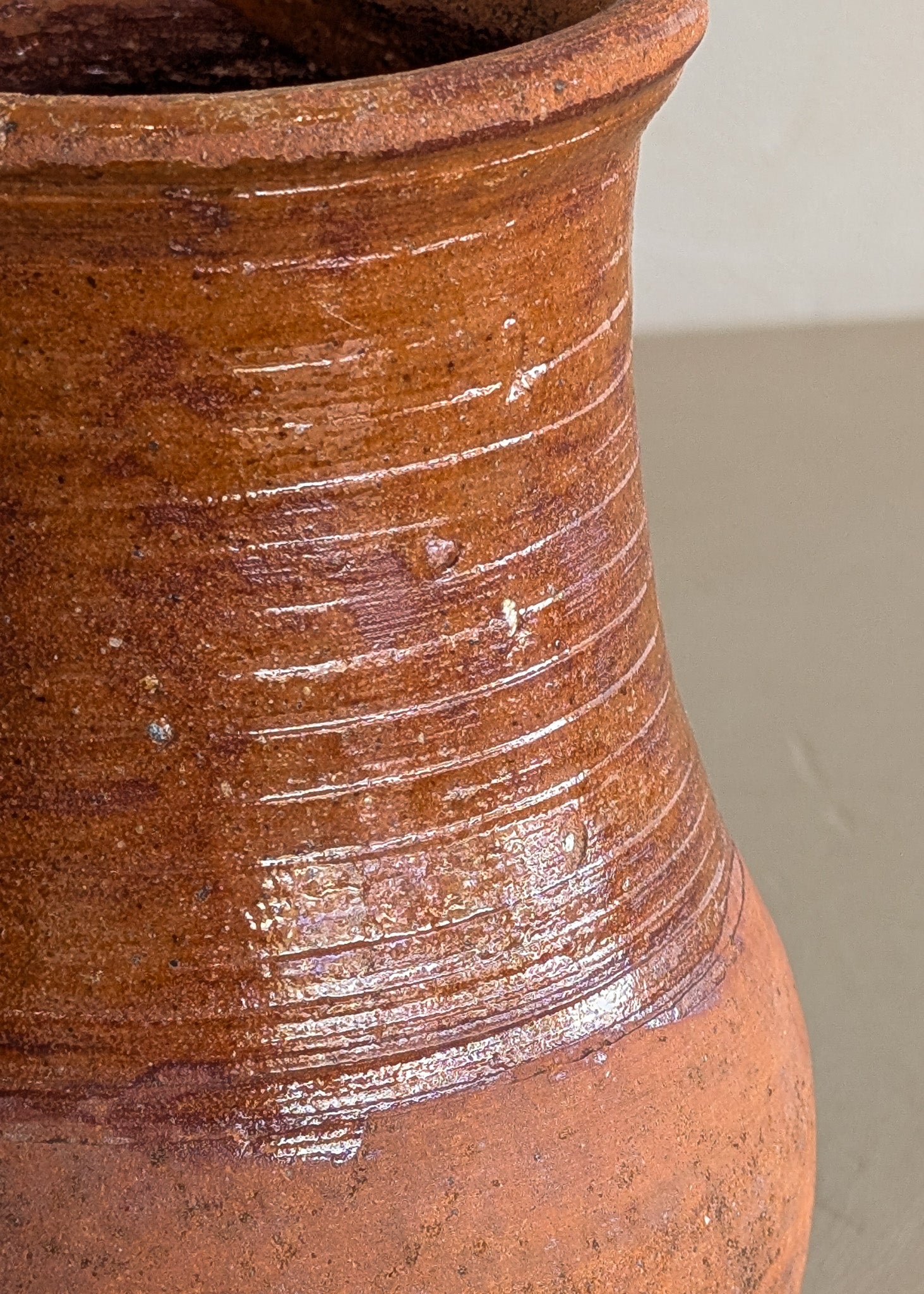 Small Terracotta Vase with Glazed Neck