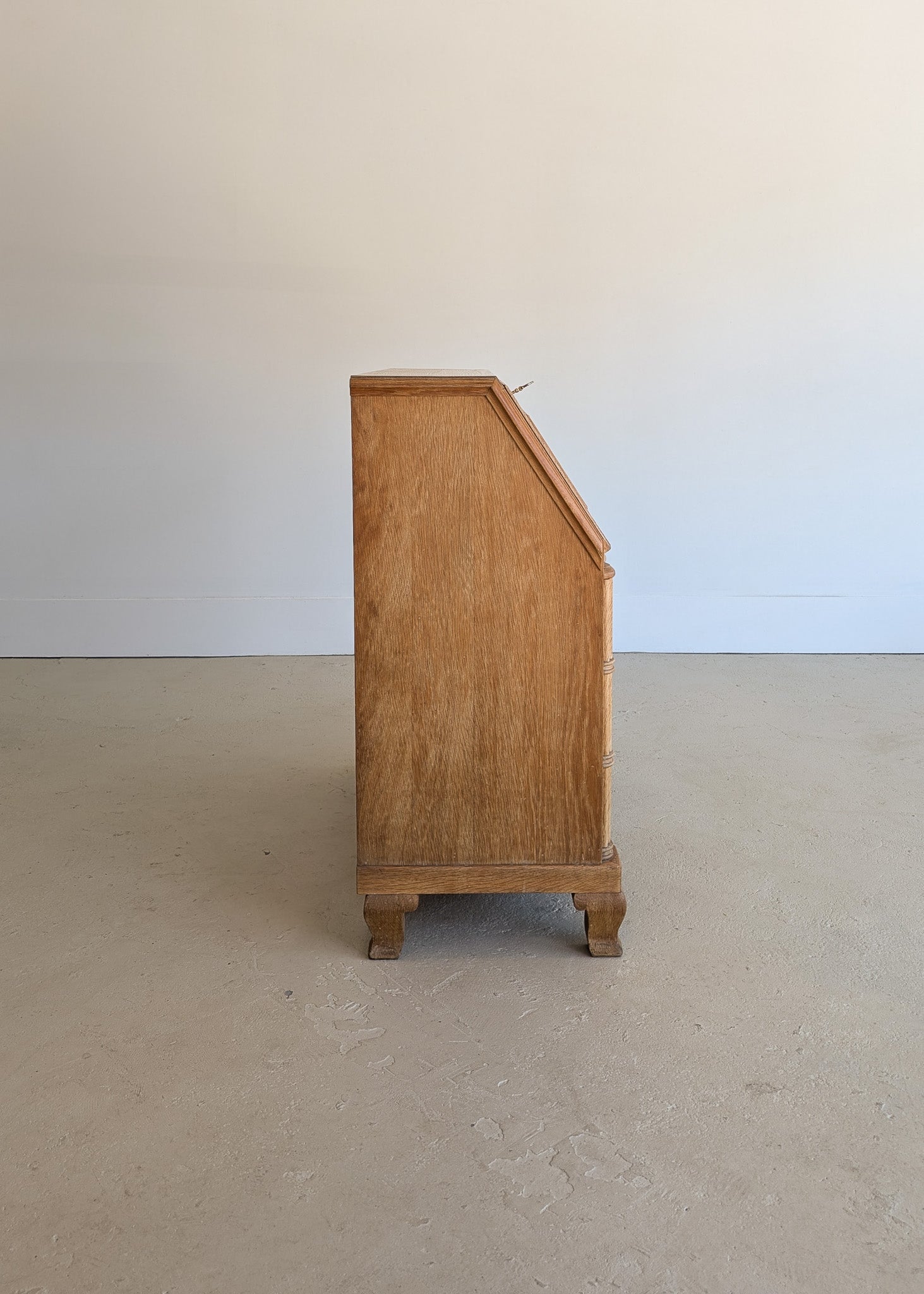 Vintage Midcentury Danish Henning Kjærnulf-Style White Oak Drop Top Slant Front Secretary Desk