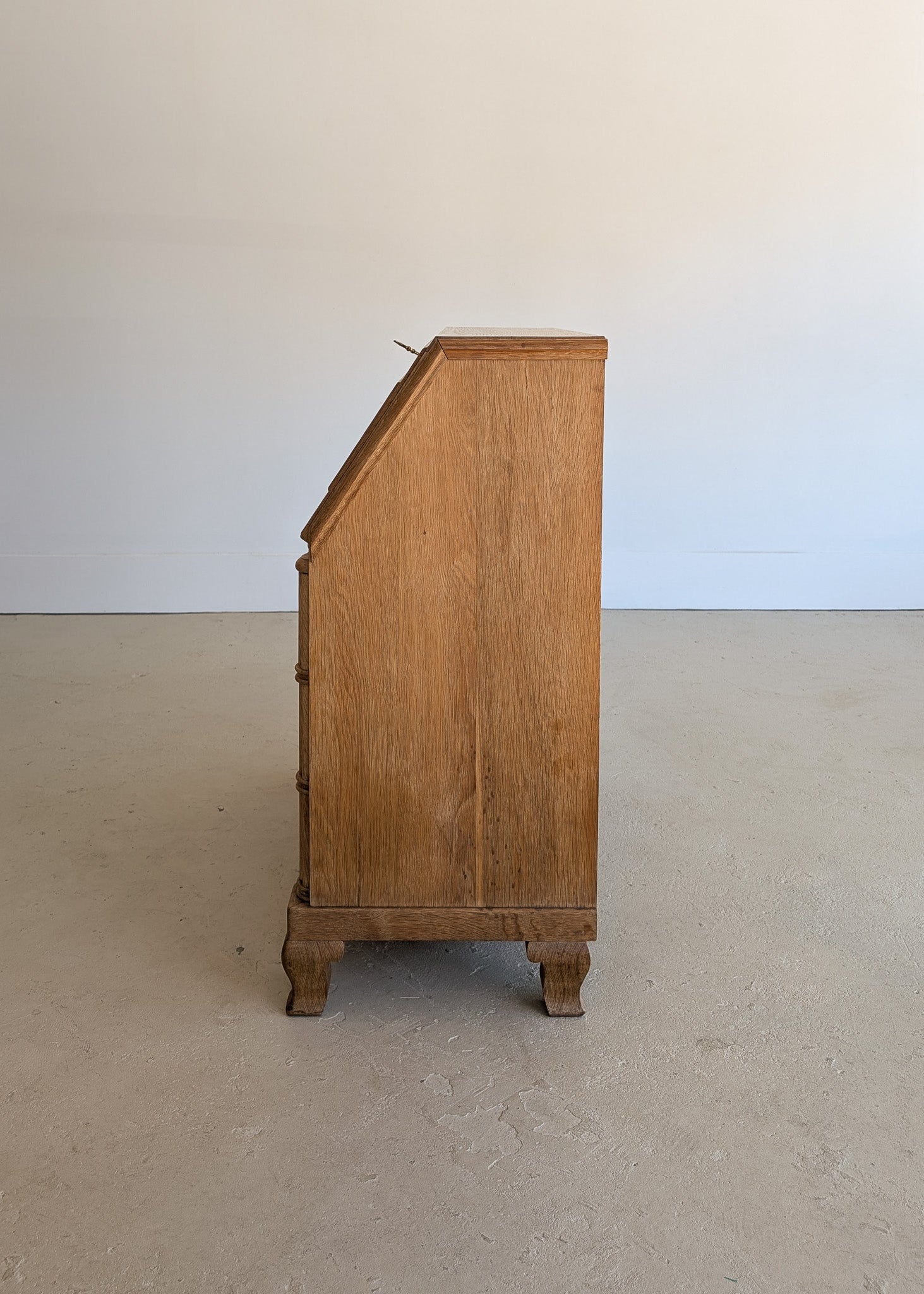 Vintage Midcentury Danish Henning Kjærnulf-Style White Oak Drop Top Slant Front Secretary Desk