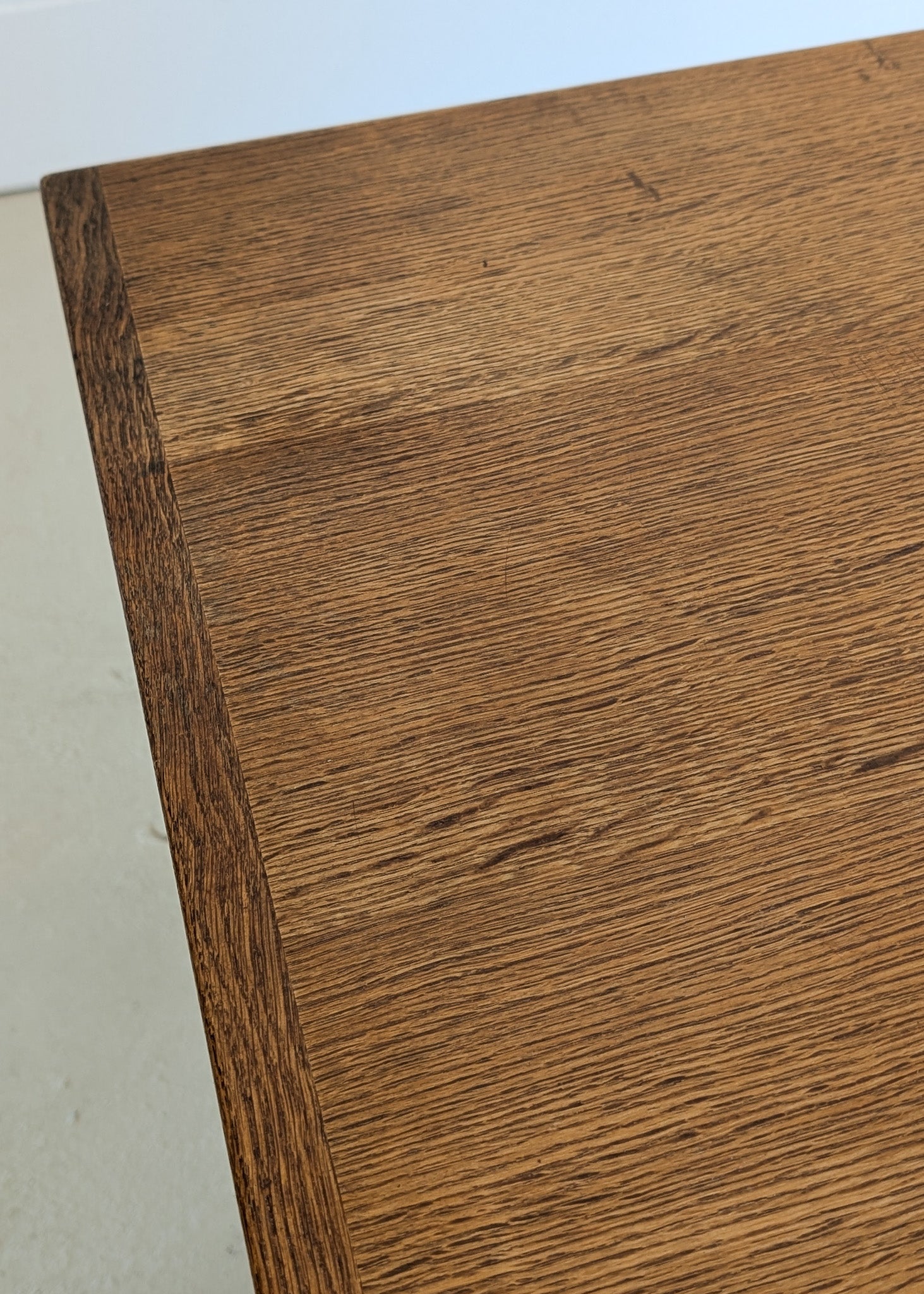 Vintage Danish Henning Kjærnulf Quartersawn White Oak Desk with Original Skeleton Key and Lockable Back Cabinet