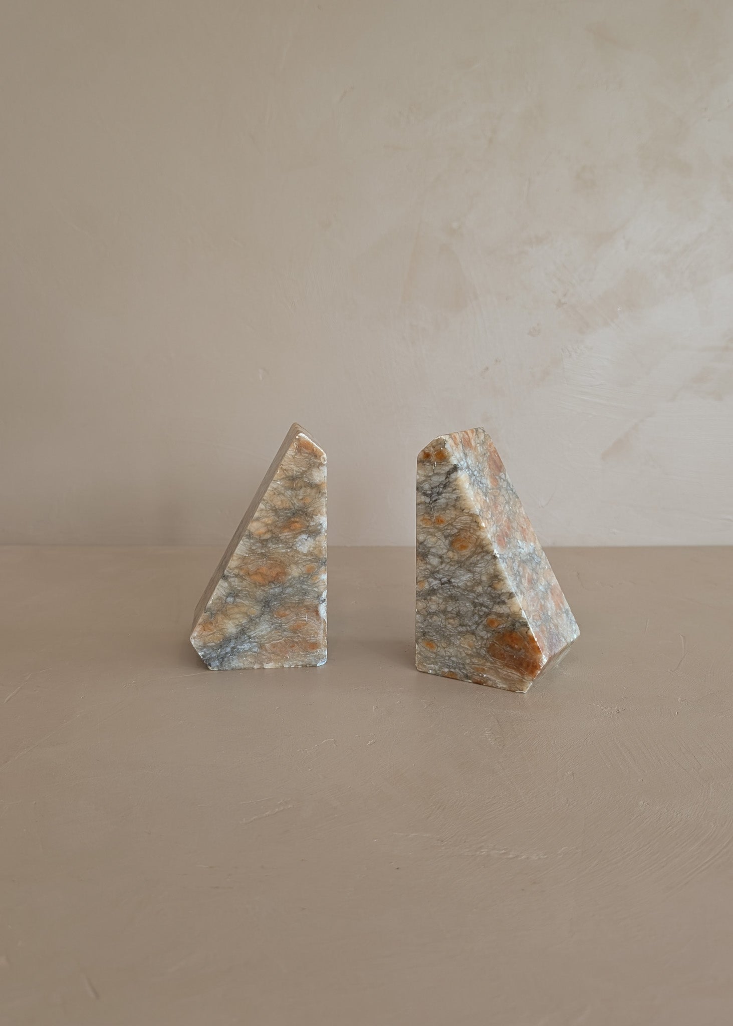 Pair of Vintage Italian Colored Alabaster Bookends