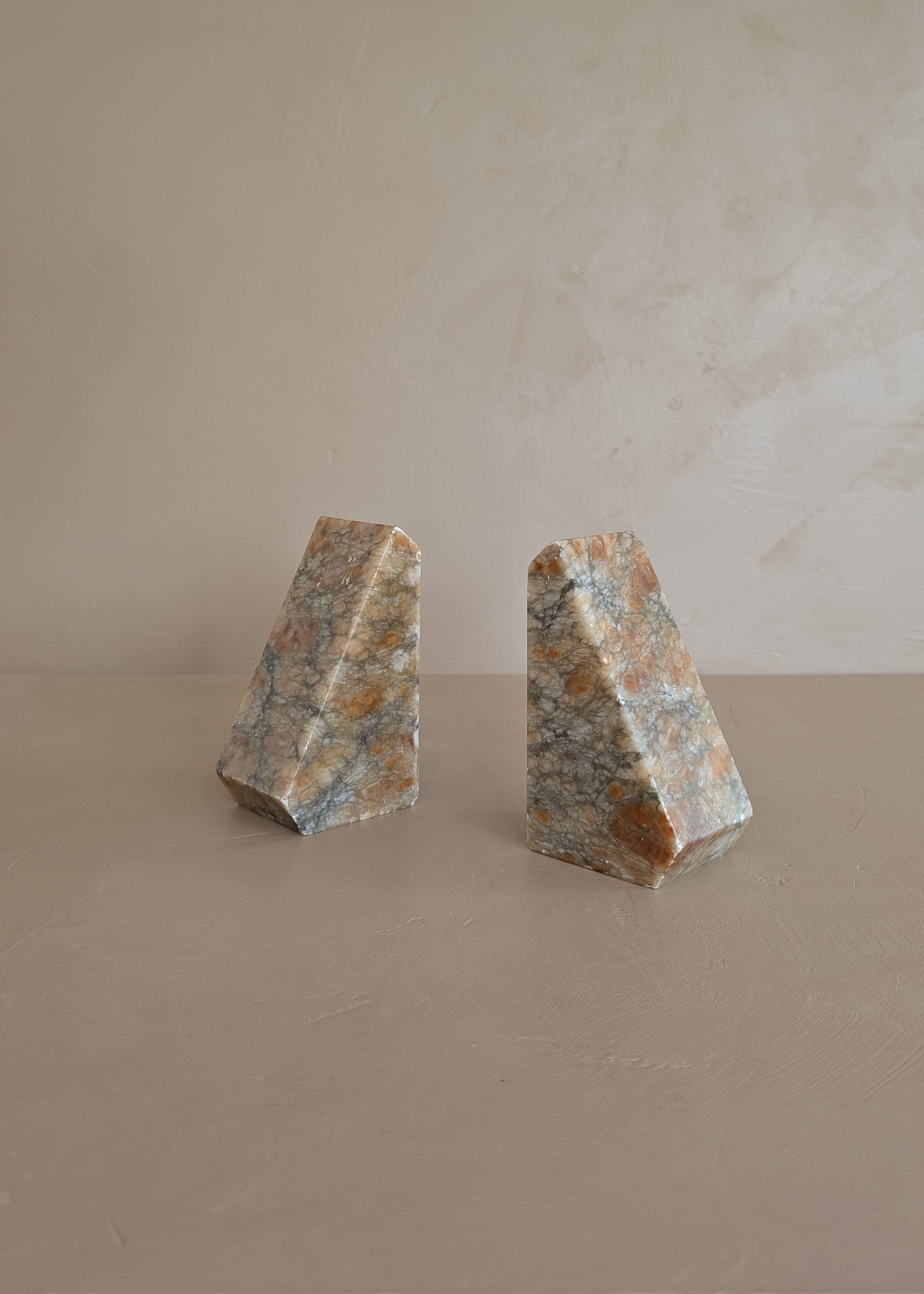 Pair of Vintage Italian Colored Alabaster Bookends