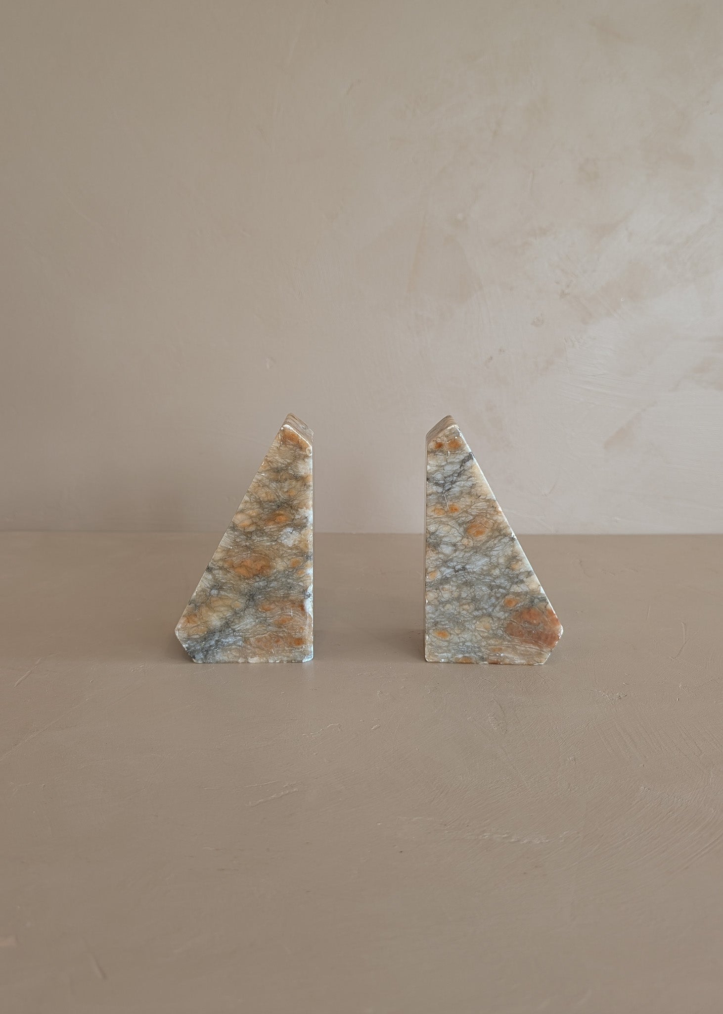 Pair of Vintage Italian Colored Alabaster Bookends