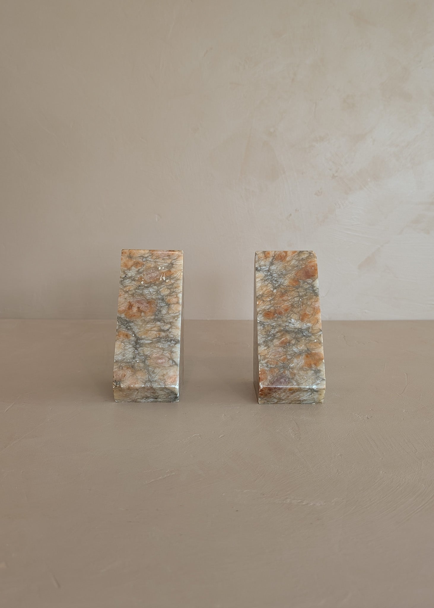 Pair of Vintage Italian Colored Alabaster Bookends