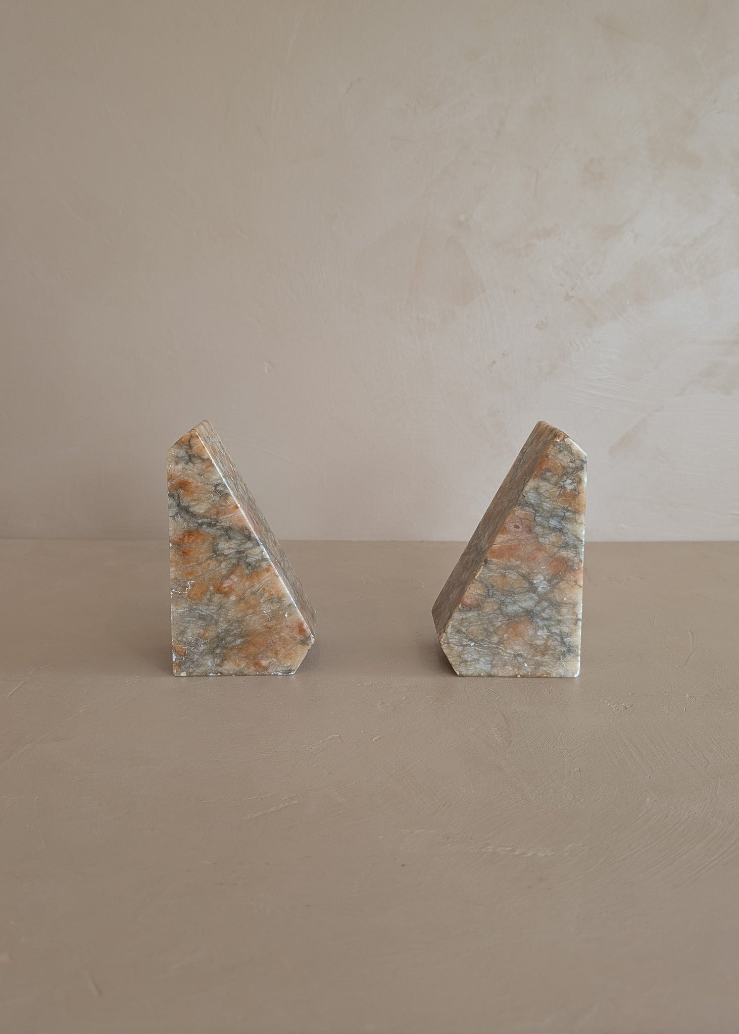 Pair of Vintage Italian Colored Alabaster Bookends