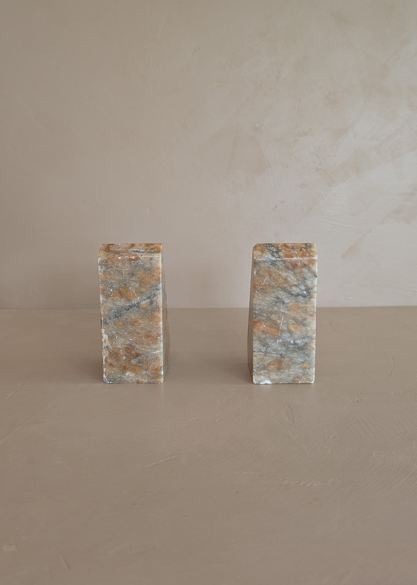 Pair of Vintage Italian Colored Alabaster Bookends