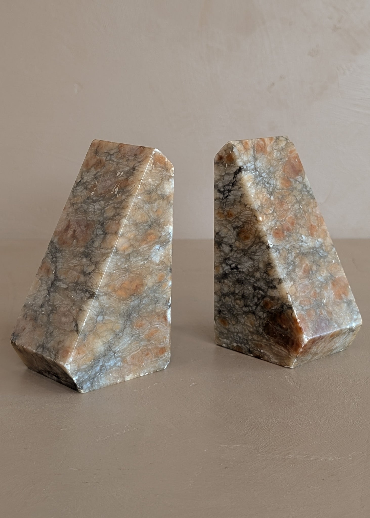 Pair of Vintage Italian Colored Alabaster Bookends