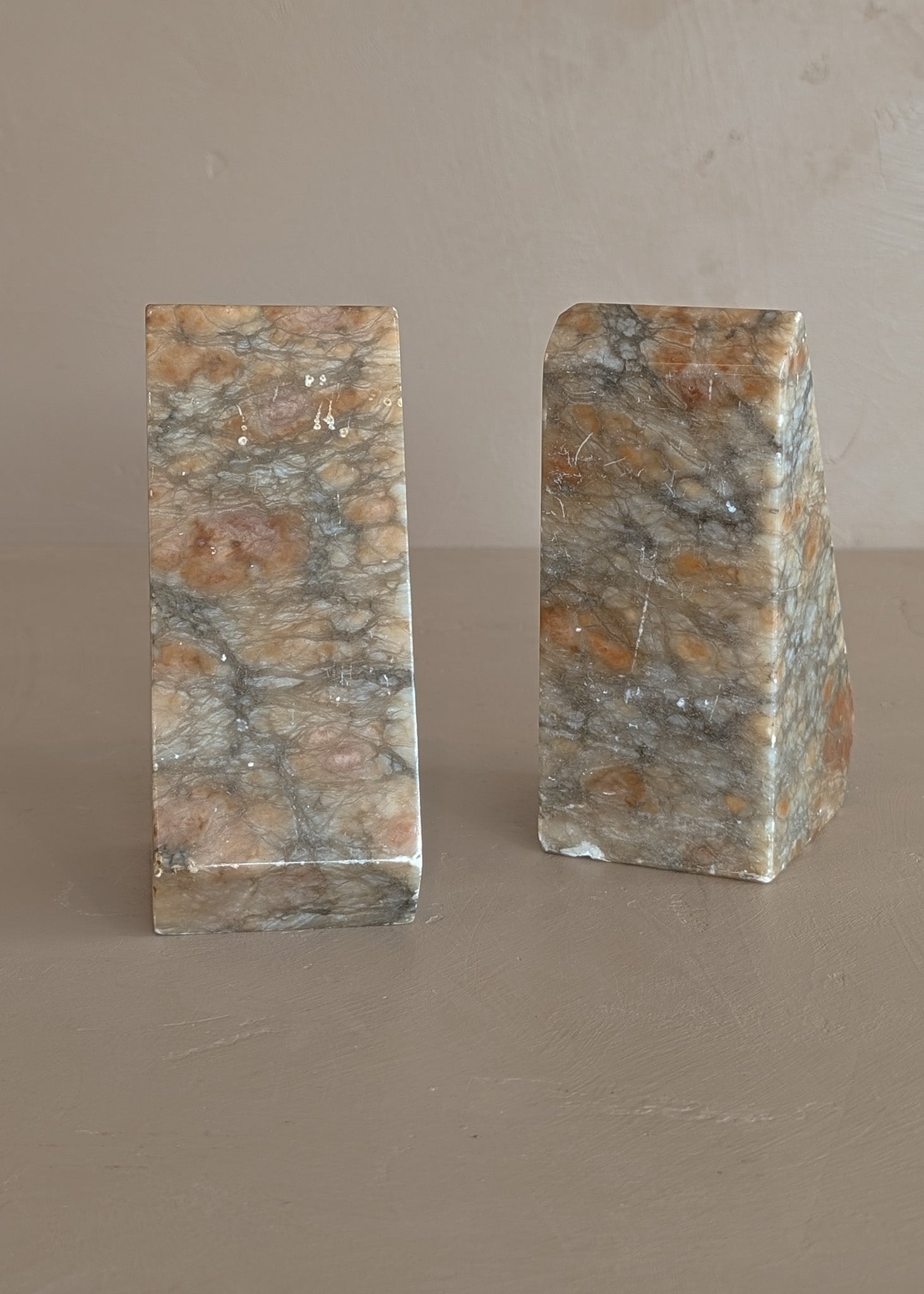 Pair of Vintage Italian Colored Alabaster Bookends