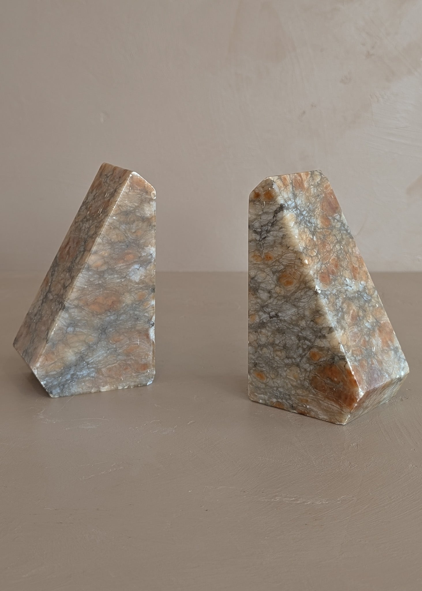 Pair of Vintage Italian Colored Alabaster Bookends