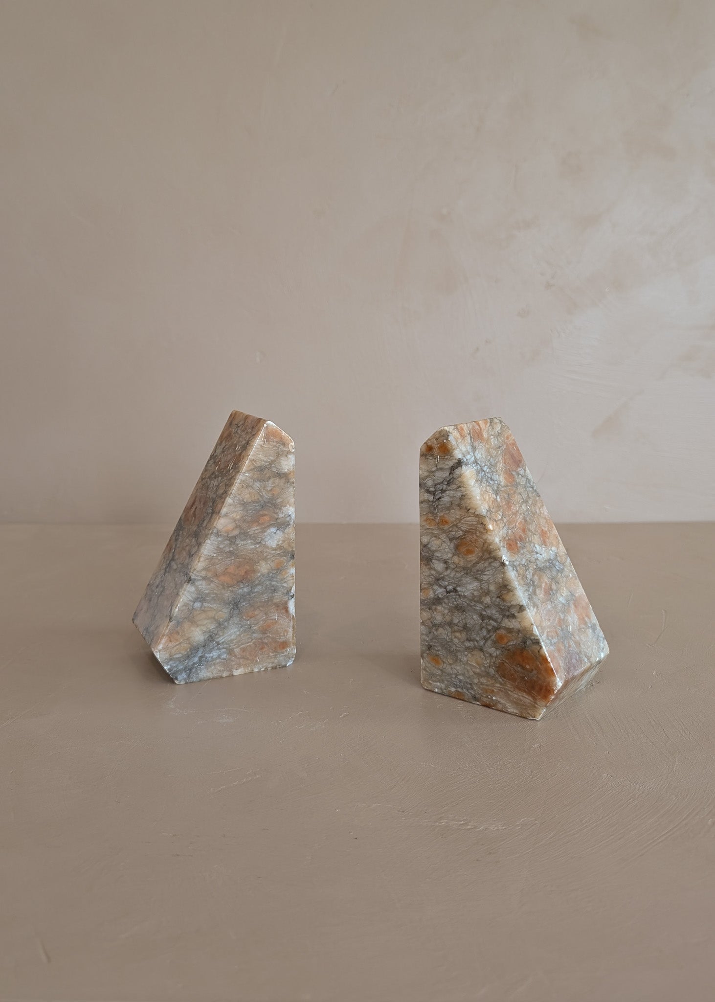 Pair of Vintage Italian Colored Alabaster Bookends