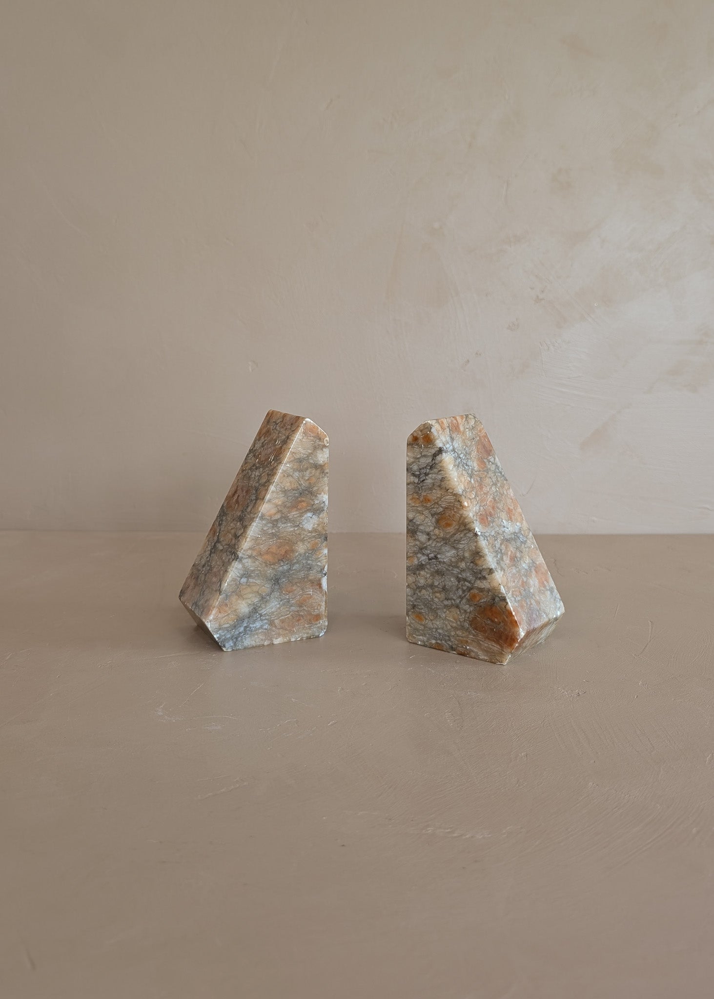 Pair of Vintage Italian Colored Alabaster Bookends