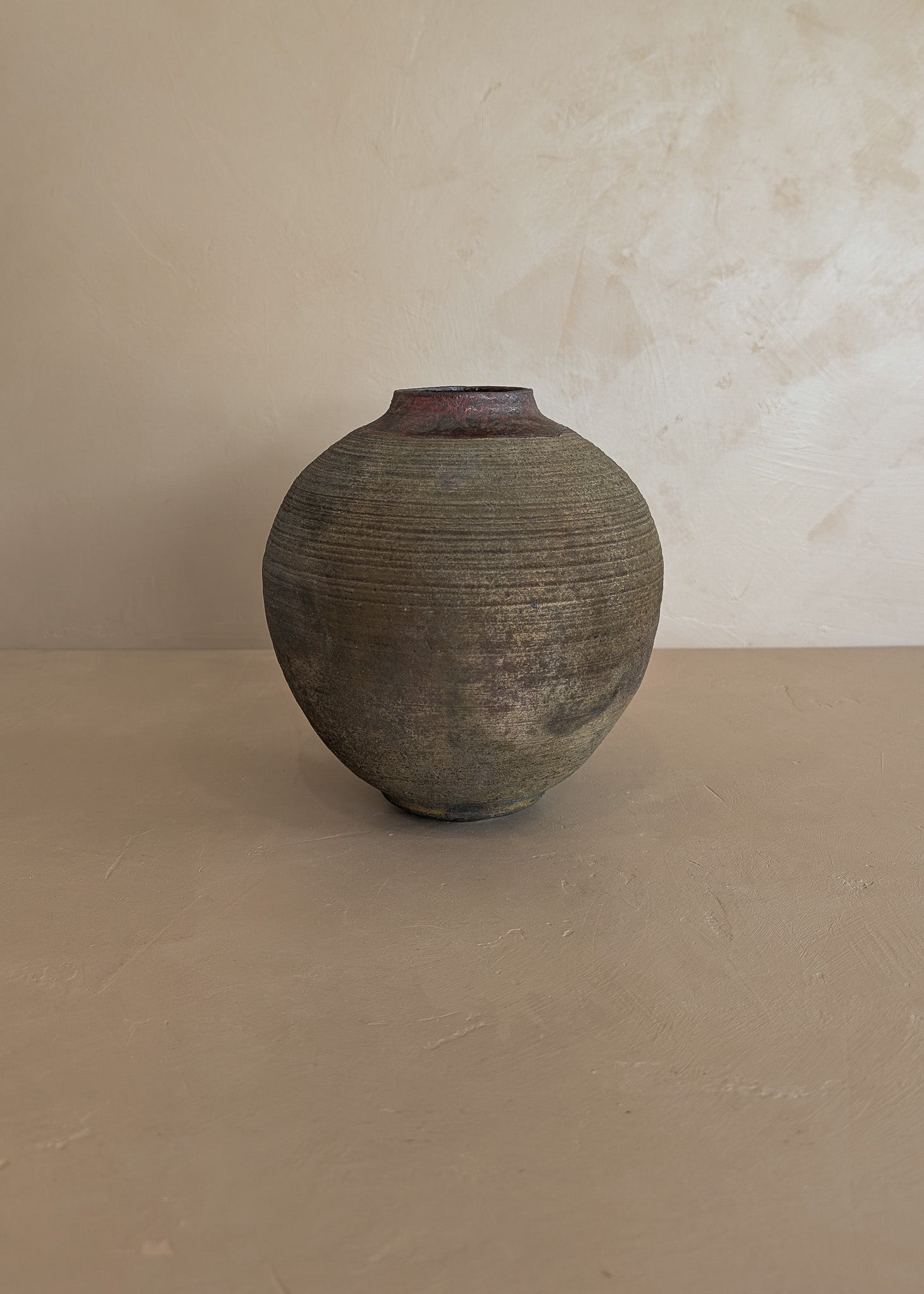 Vintage Moody Studio Pottery Raku Round Orb Moon Jar-Style Vase