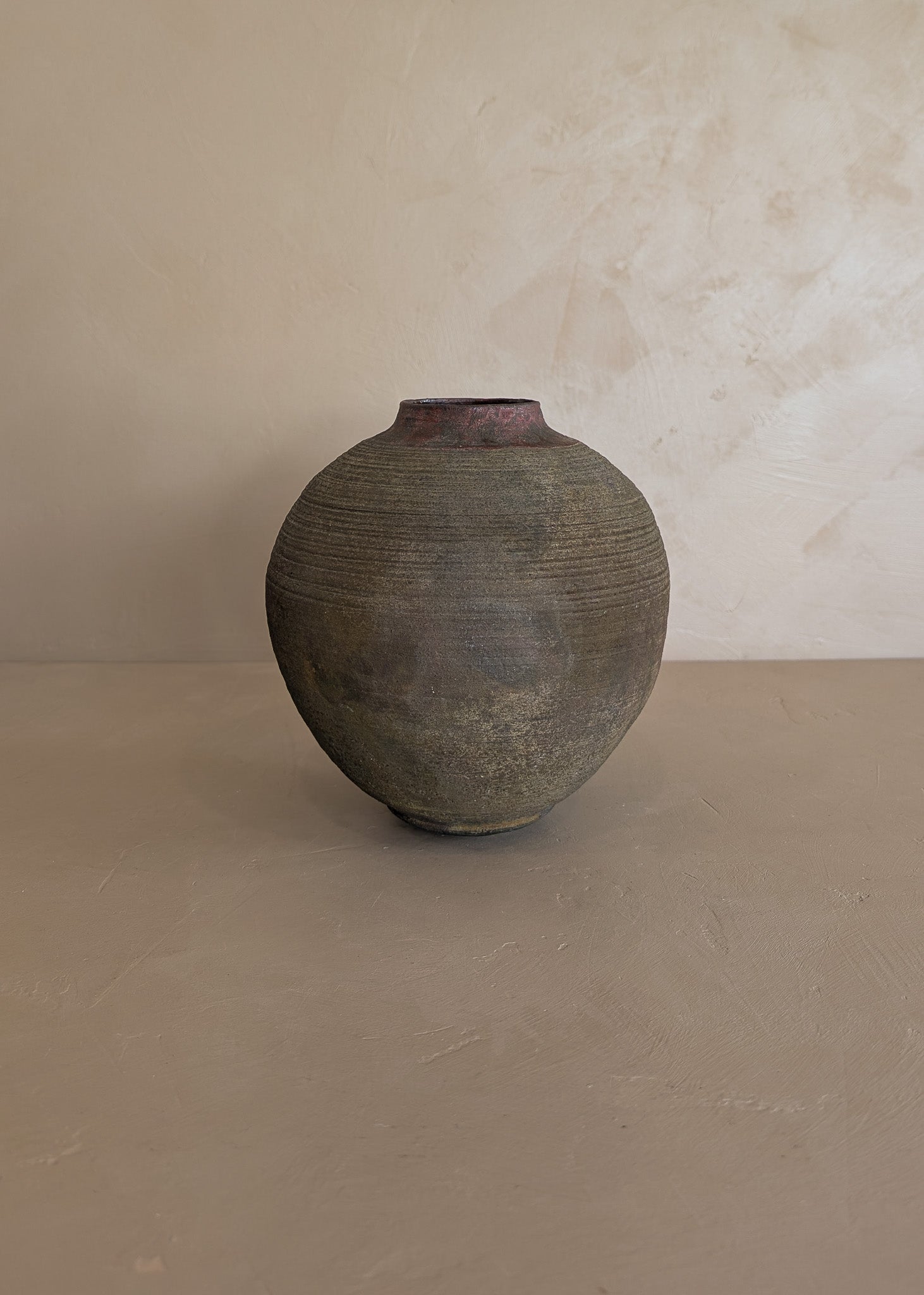 Vintage Moody Studio Pottery Raku Round Orb Moon Jar-Style Vase