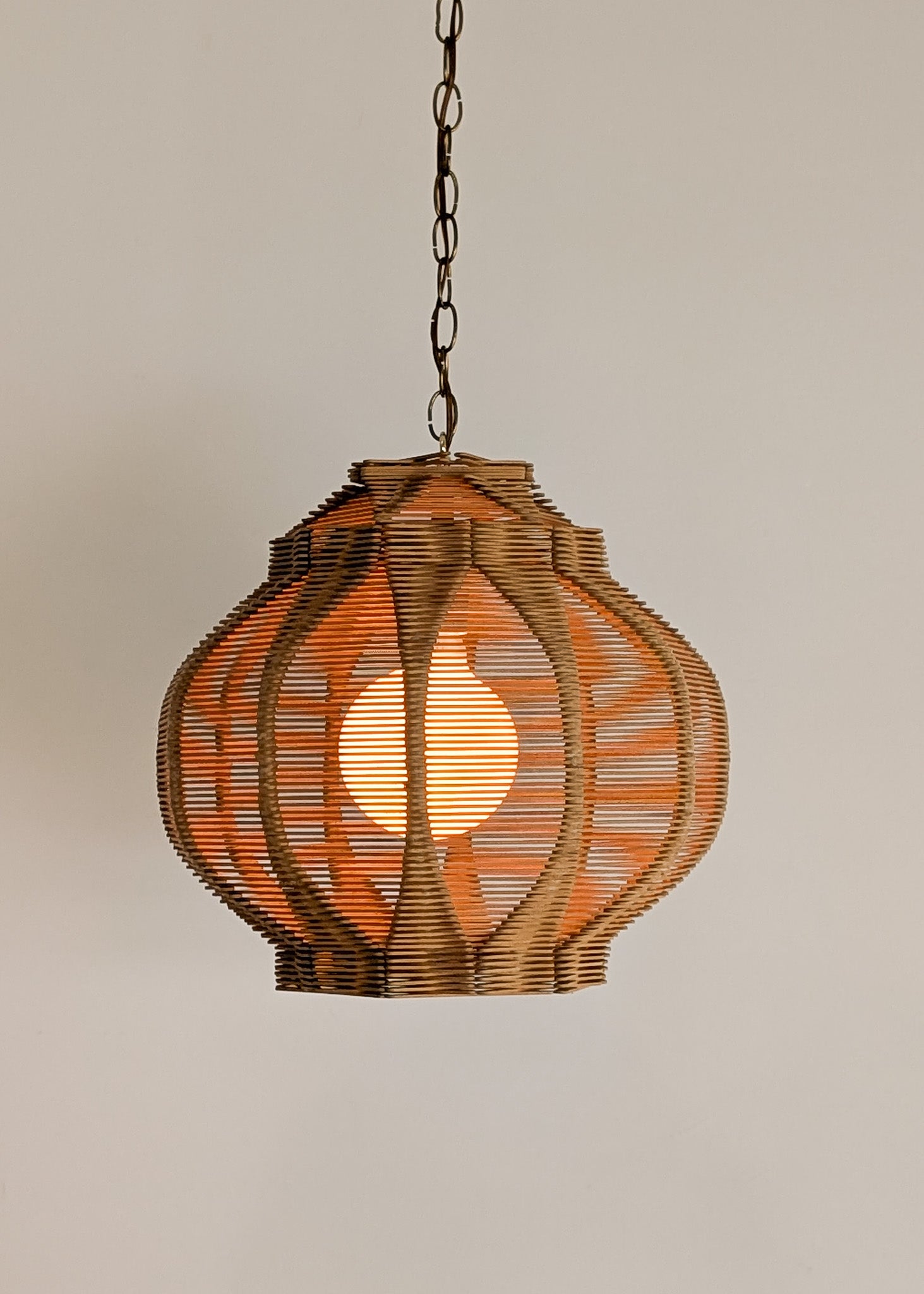 Vintage Geometric Tramp Art Popsicle Swag Pendant with Dimmer