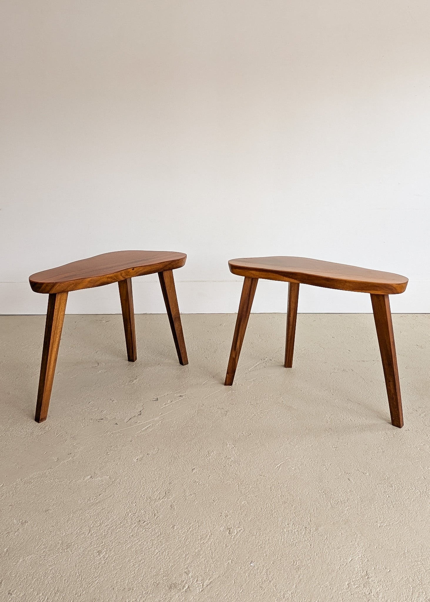 Pair of Vintage Handmade Wooden Freeform Biomorphic Side Tables