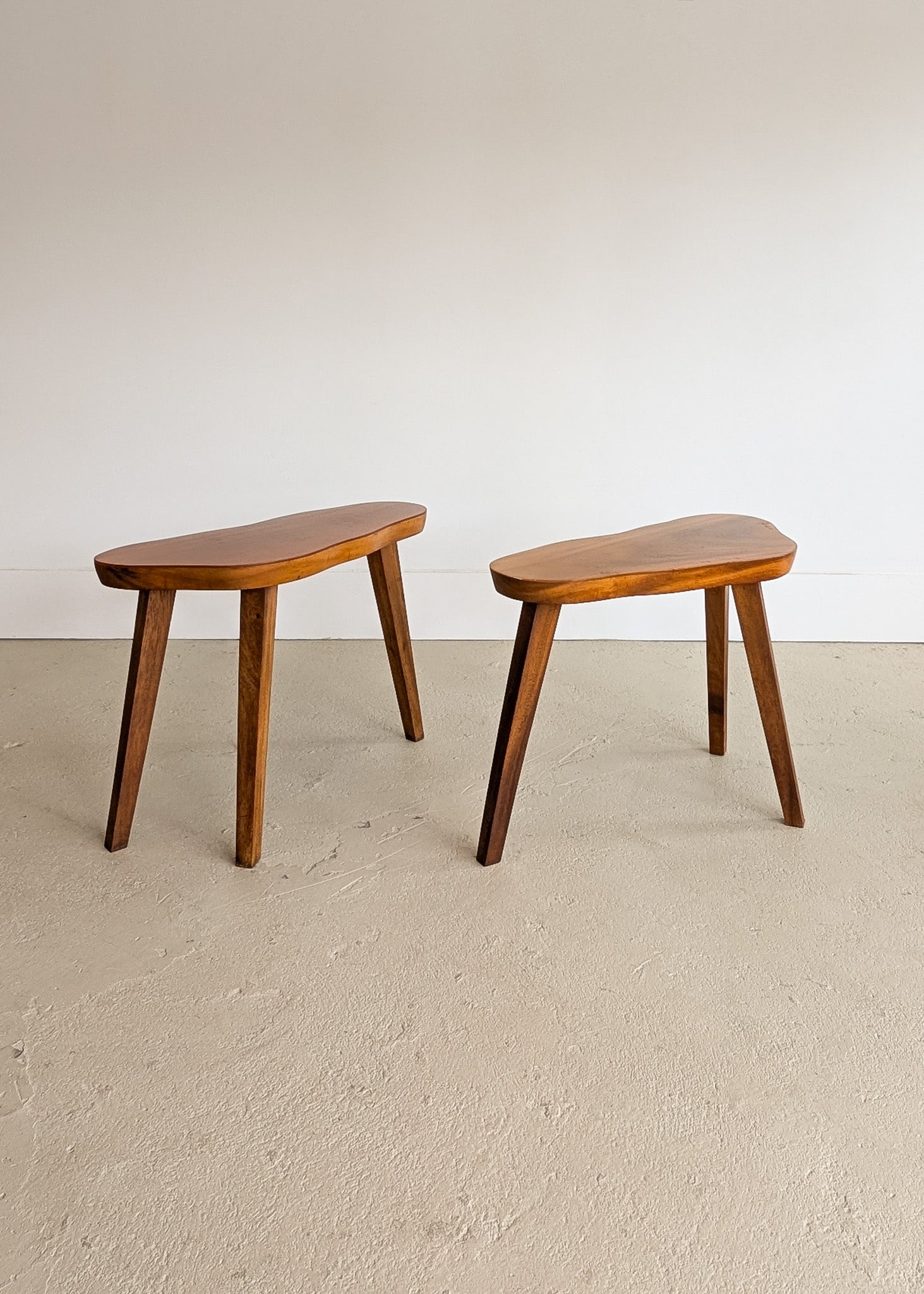 Pair of Vintage Handmade Wooden Freeform Biomorphic Side Tables