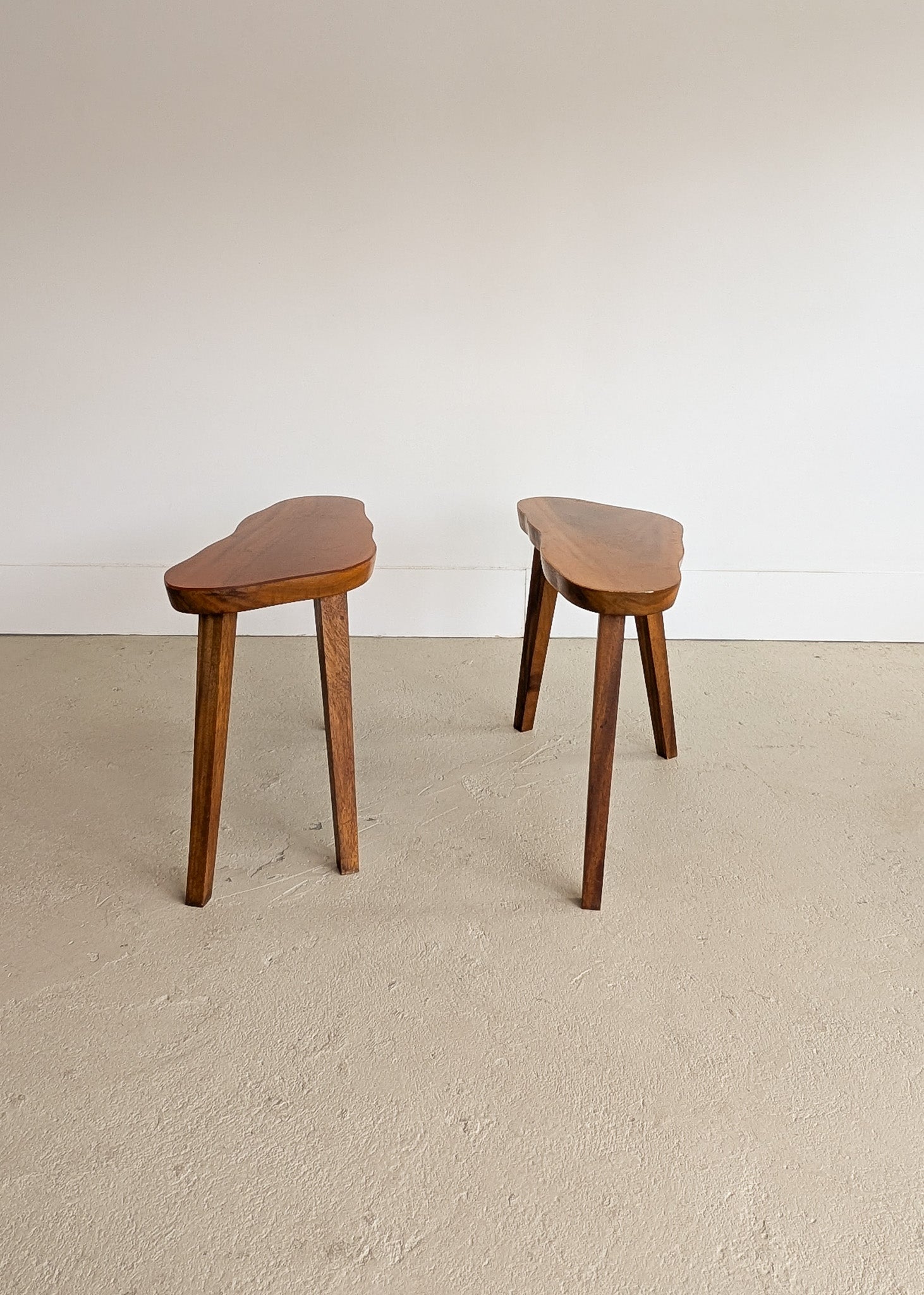 Pair of Vintage Handmade Wooden Freeform Biomorphic Side Tables