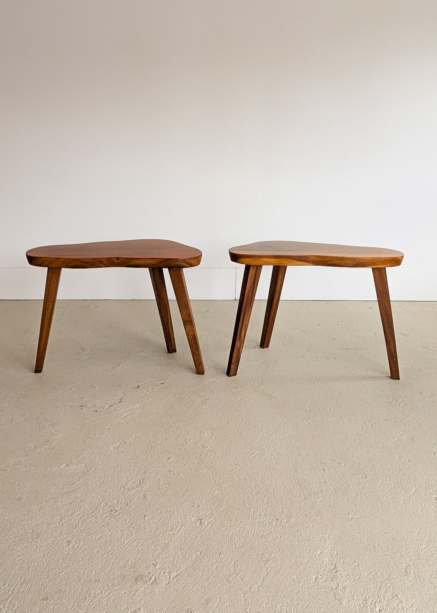 Pair of Vintage Handmade Wooden Freeform Biomorphic Side Tables