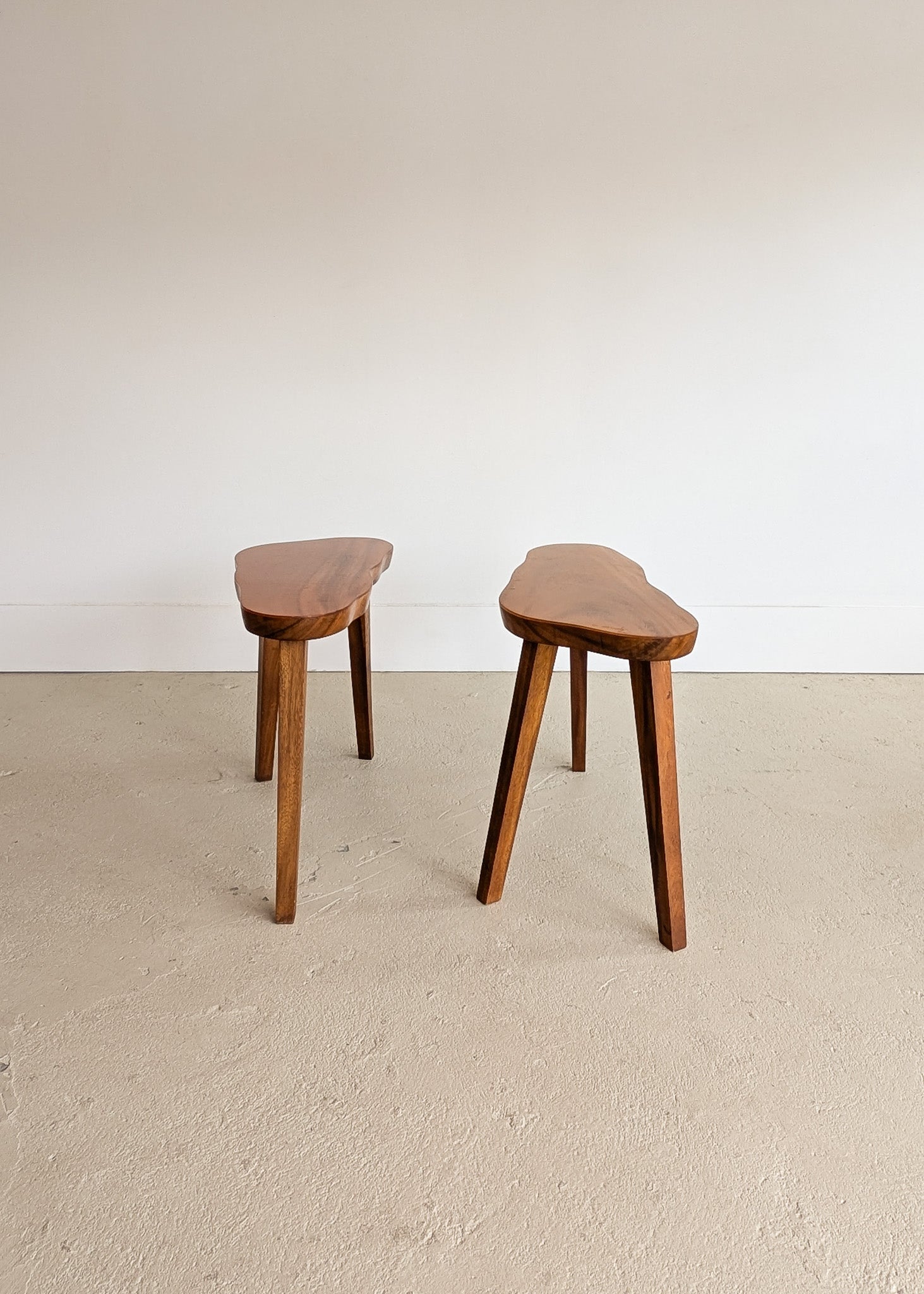 Pair of Vintage Handmade Wooden Freeform Biomorphic Side Tables