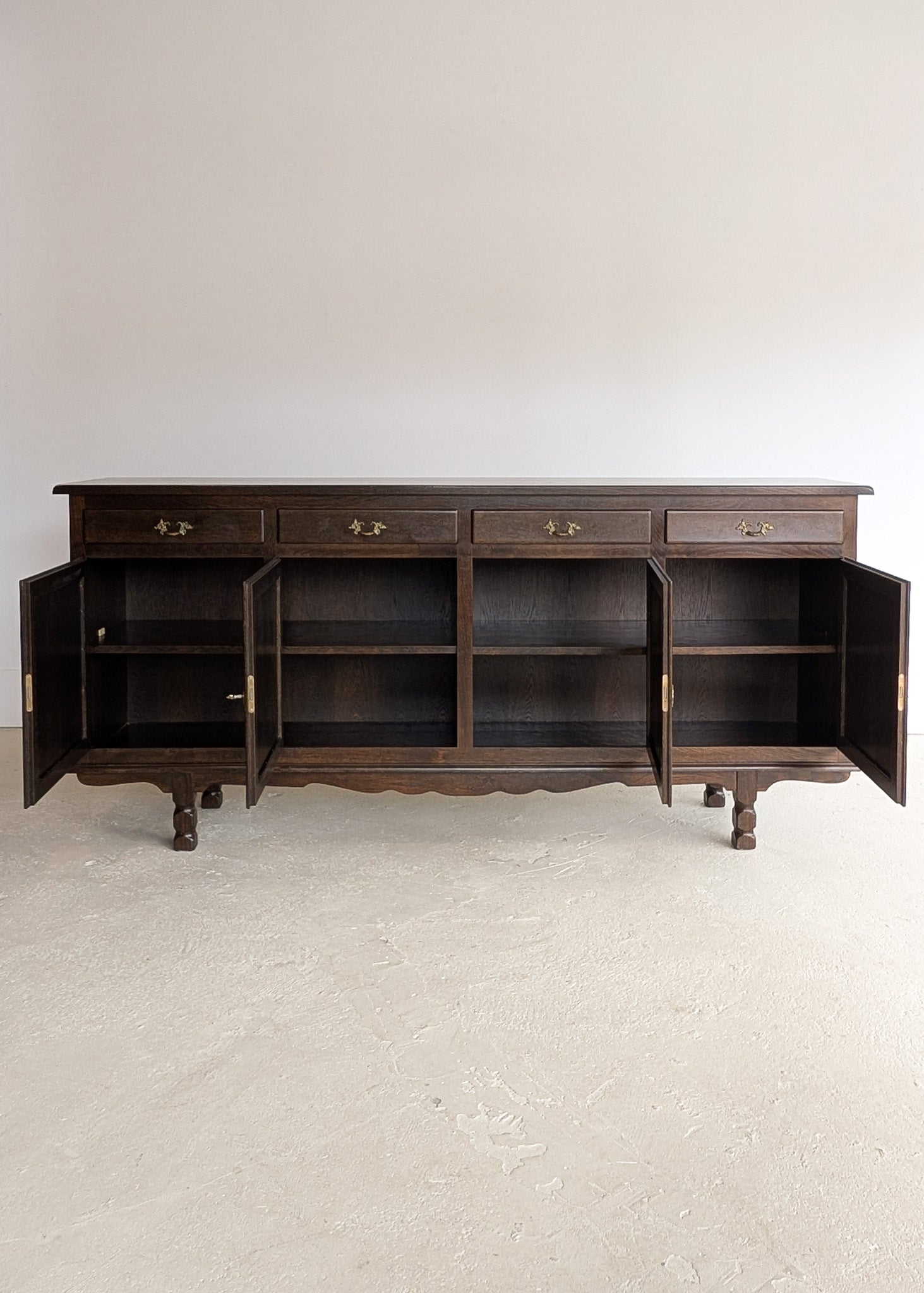 Vintage Dark Danish Oak Hundstrup Møbelfabrik Henning Kjærnulf-Style Sideboard with Skeleton Key