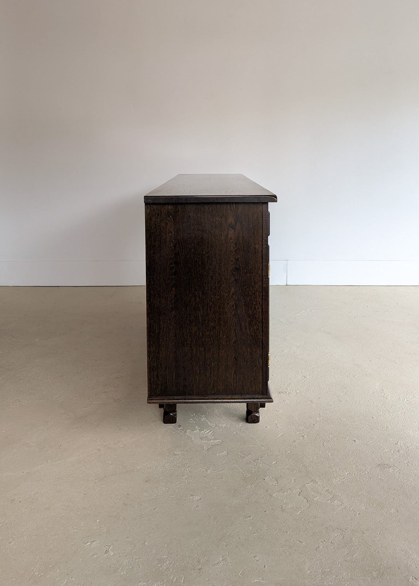 Vintage Dark Danish Oak Hundstrup Møbelfabrik Henning Kjærnulf-Style Sideboard with Skeleton Key