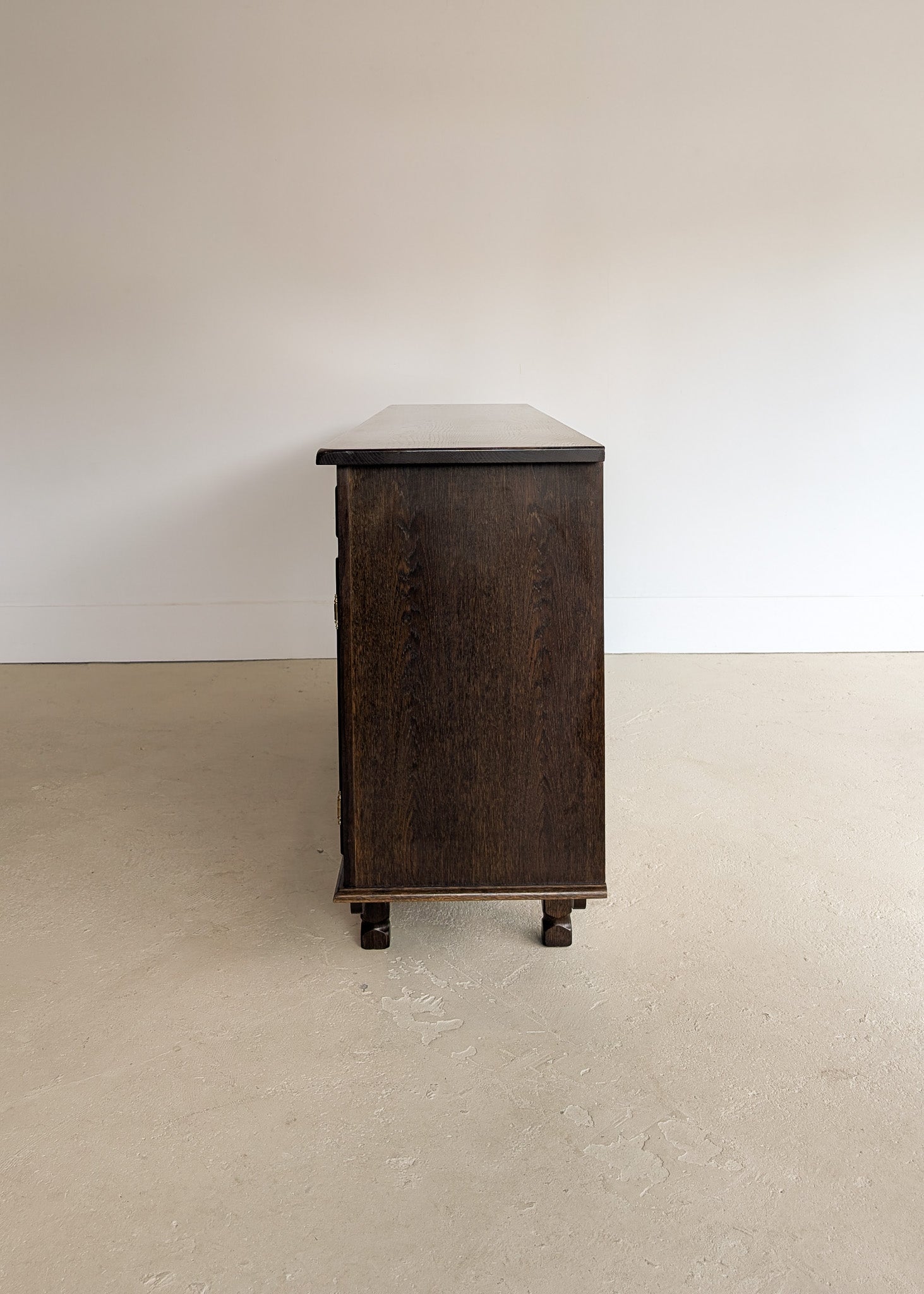 Vintage Dark Danish Oak Hundstrup Møbelfabrik Henning Kjærnulf-Style Sideboard with Skeleton Key