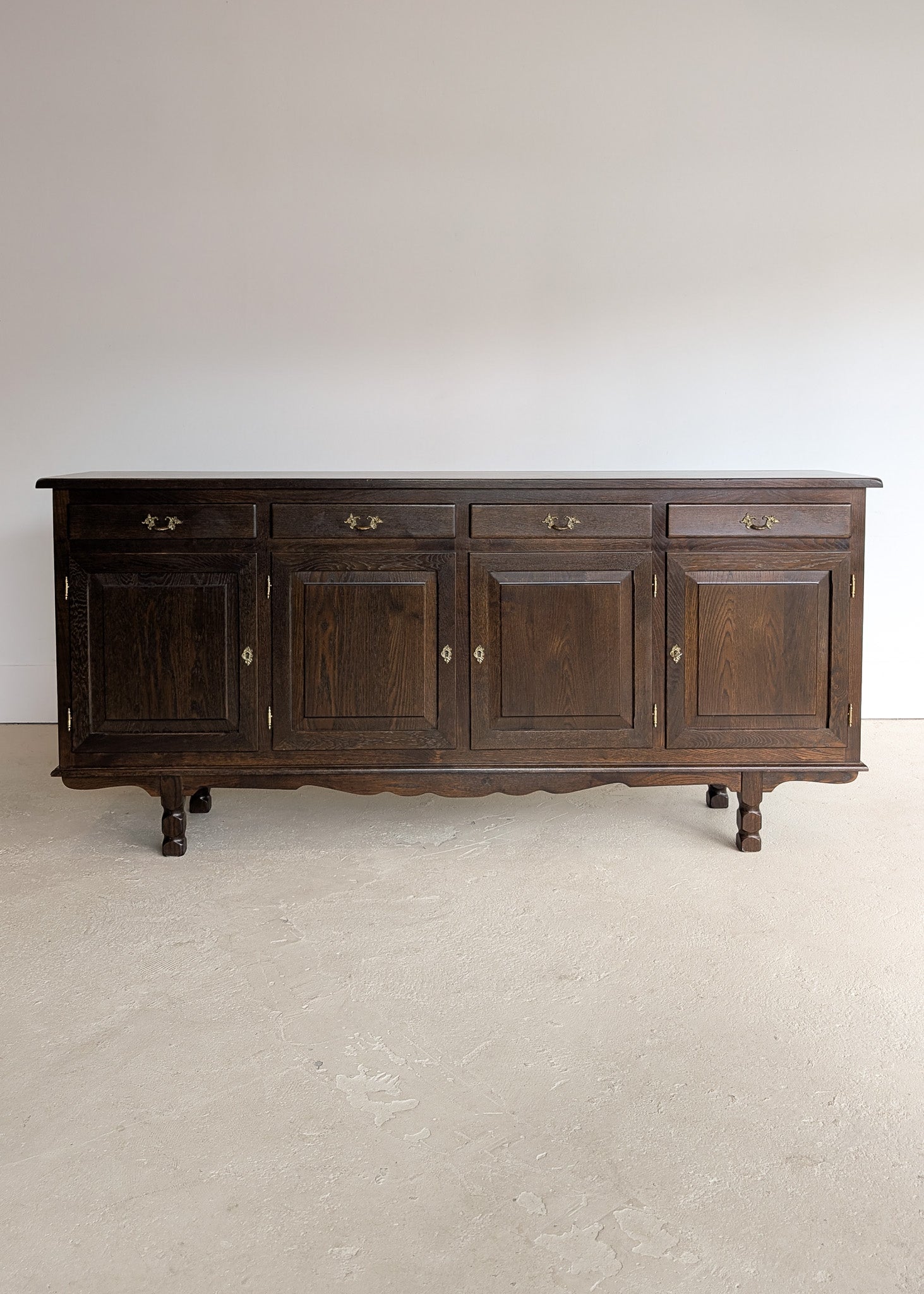Vintage Dark Danish Oak Hundstrup Møbelfabrik Henning Kjærnulf-Style Sideboard with Skeleton Key
