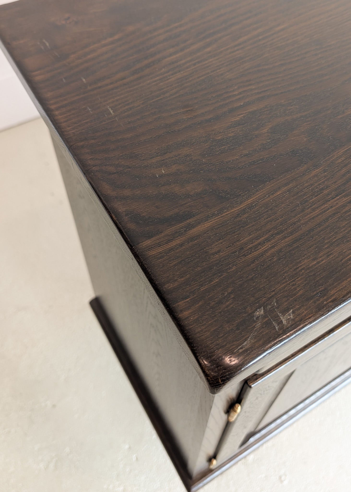Vintage Dark Danish Oak Hundstrup Møbelfabrik Henning Kjærnulf-Style Sideboard with Skeleton Key