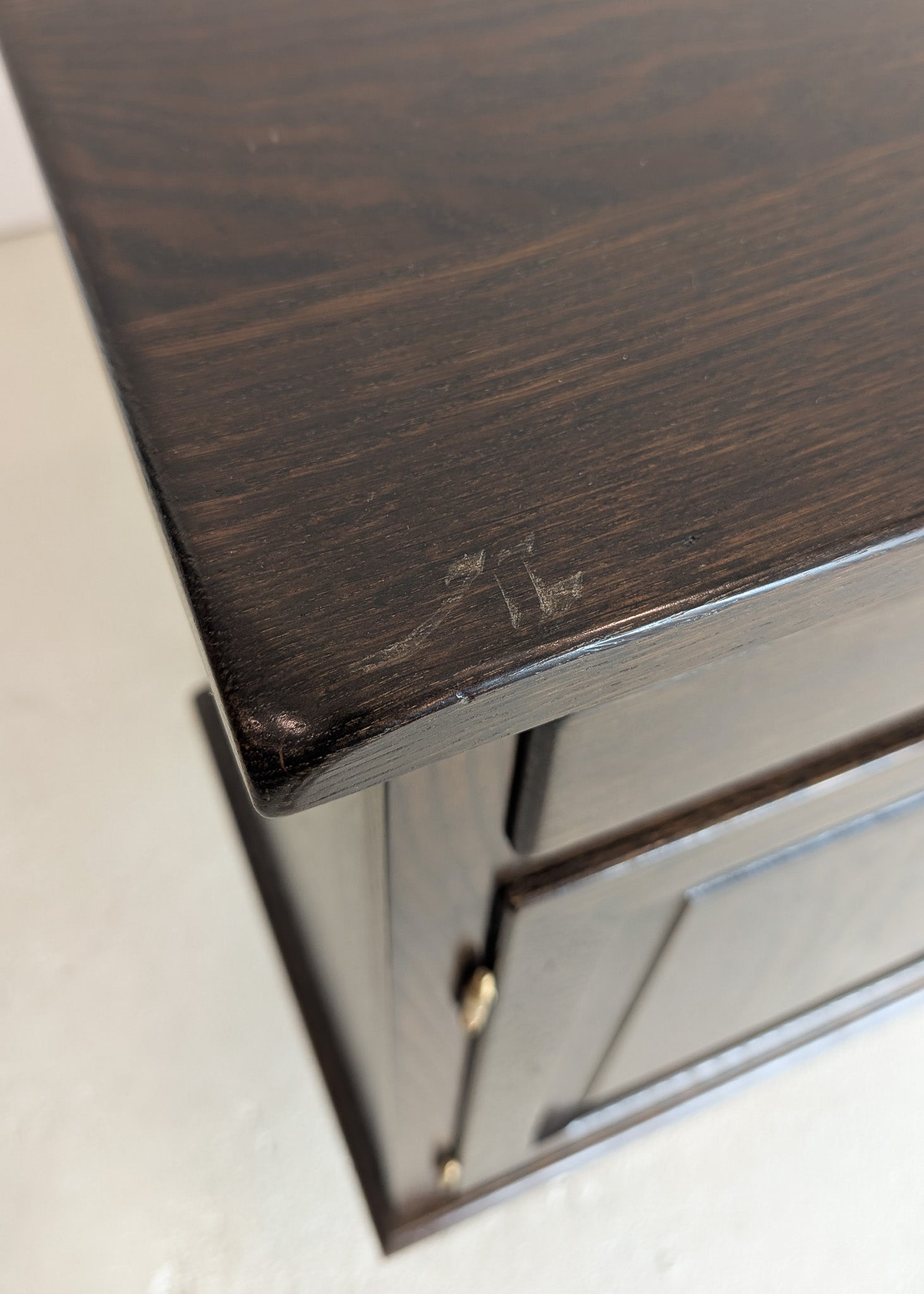 Vintage Dark Danish Oak Hundstrup Møbelfabrik Henning Kjærnulf-Style Sideboard with Skeleton Key