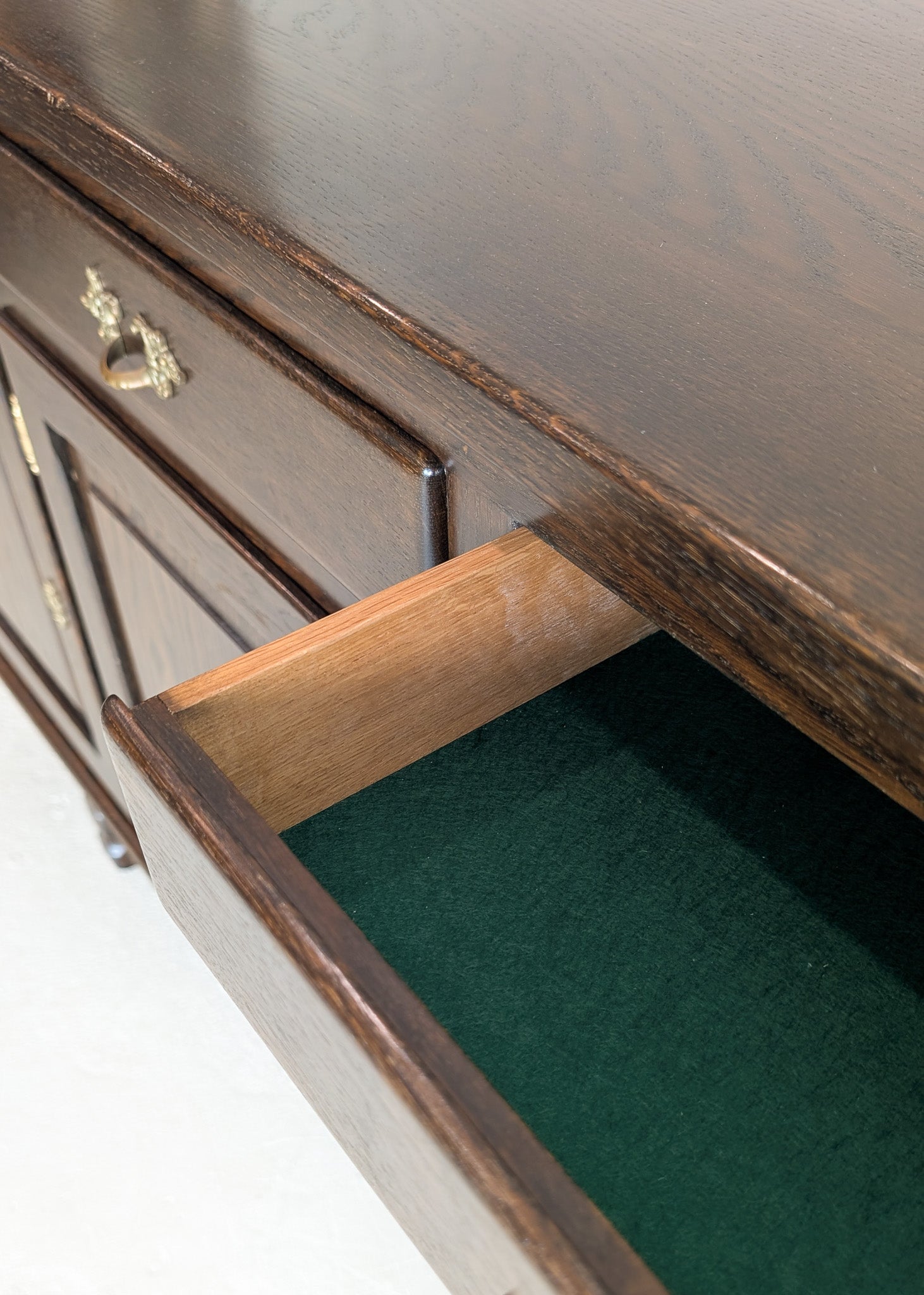 Vintage Dark Danish Oak Hundstrup Møbelfabrik Henning Kjærnulf-Style Sideboard with Skeleton Key