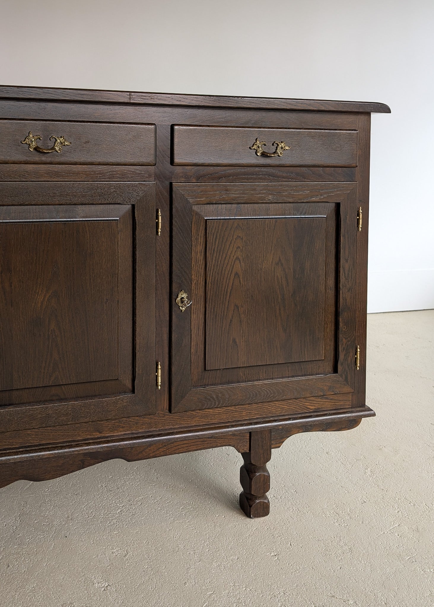 Vintage Dark Danish Oak Hundstrup Møbelfabrik Henning Kjærnulf-Style Sideboard with Skeleton Key
