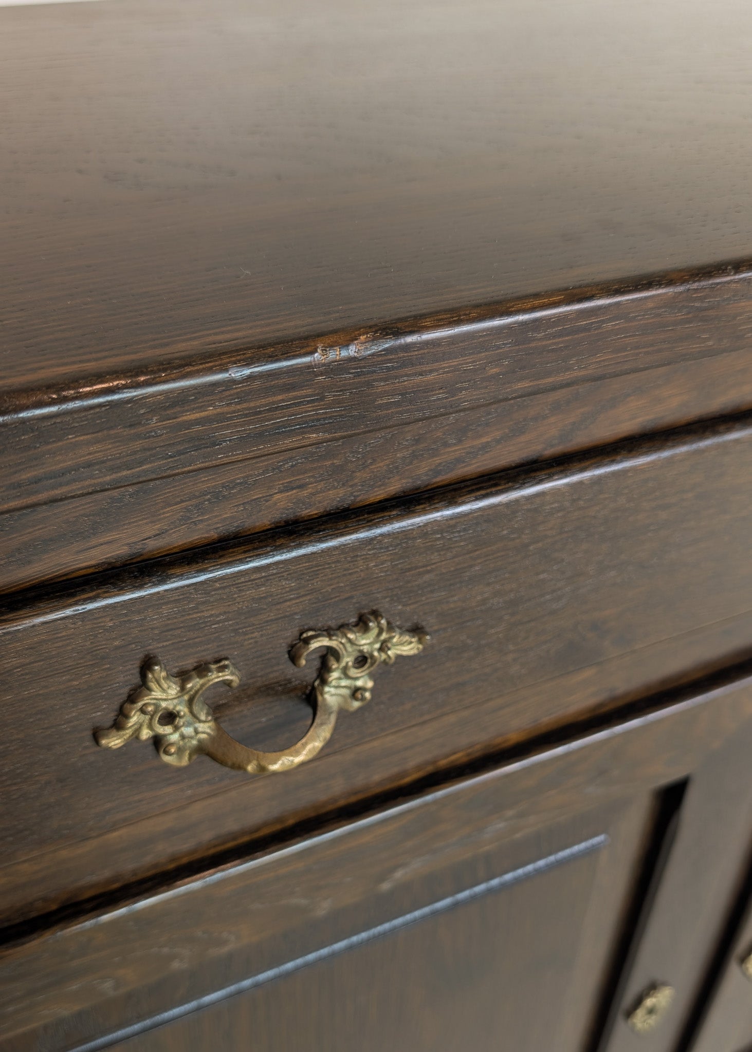 Vintage Dark Danish Oak Hundstrup Møbelfabrik Henning Kjærnulf-Style Sideboard with Skeleton Key