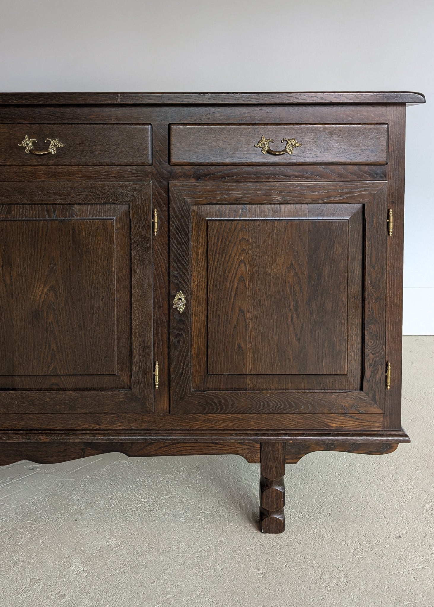 Vintage Dark Danish Oak Hundstrup Møbelfabrik Henning Kjærnulf-Style Sideboard with Skeleton Key