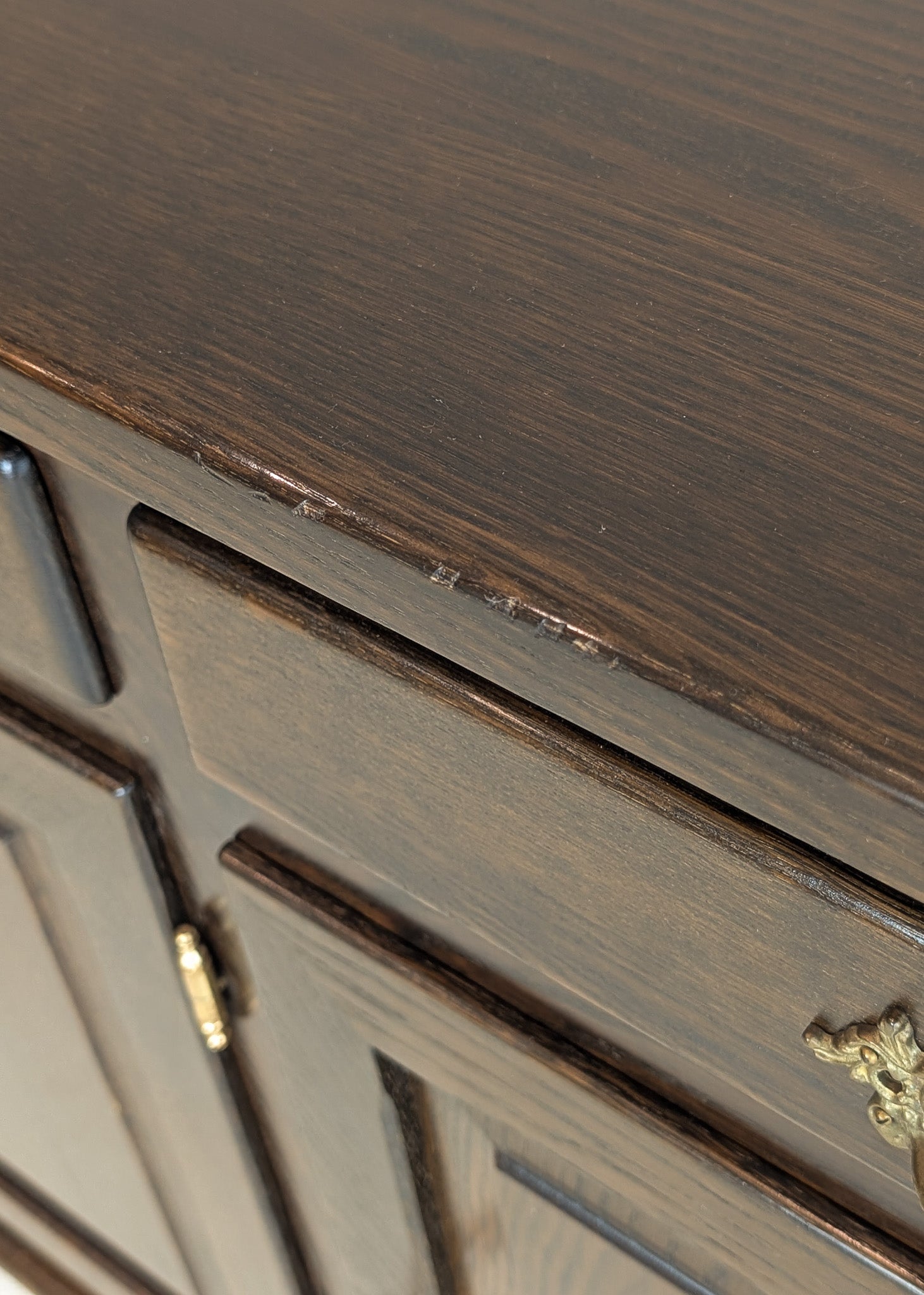 Vintage Dark Danish Oak Hundstrup Møbelfabrik Henning Kjærnulf-Style Sideboard with Skeleton Key