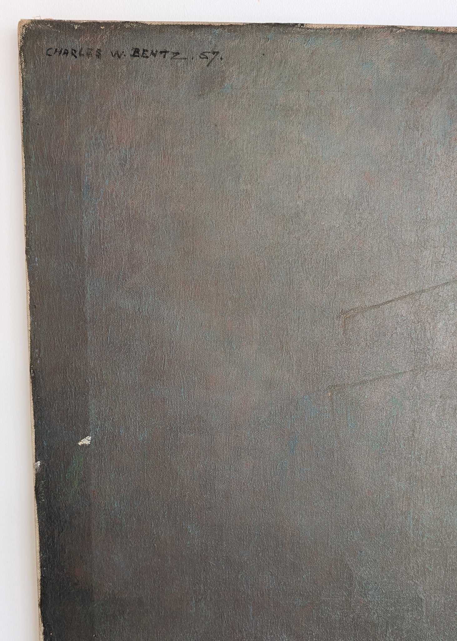 Original Signed 1957 Charles W. Bentz Nude Oil Painting Portrait of a Woman Reading a Book