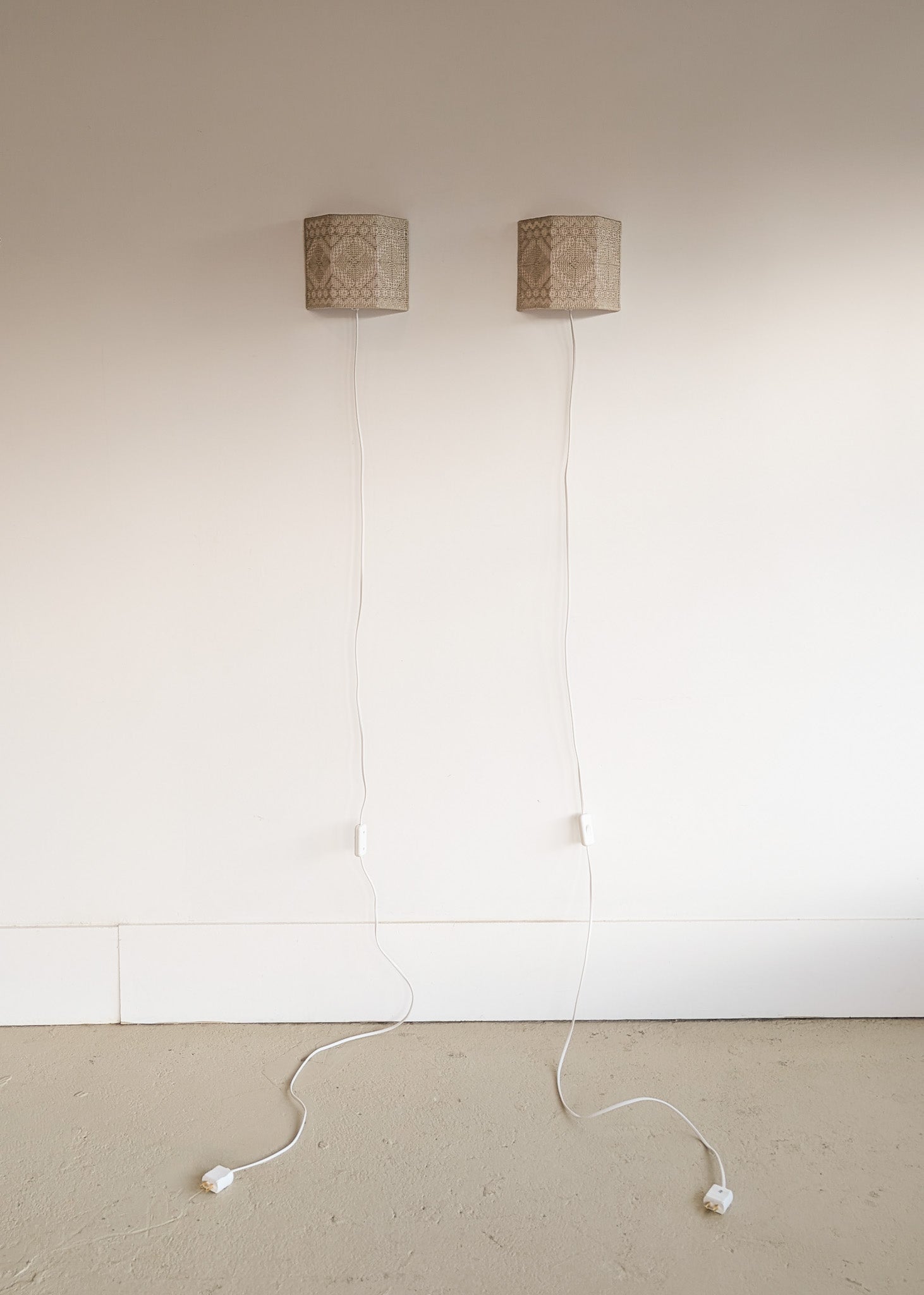 Pair of Vintage Swedish Crocheted Plug-In Wall Sconces