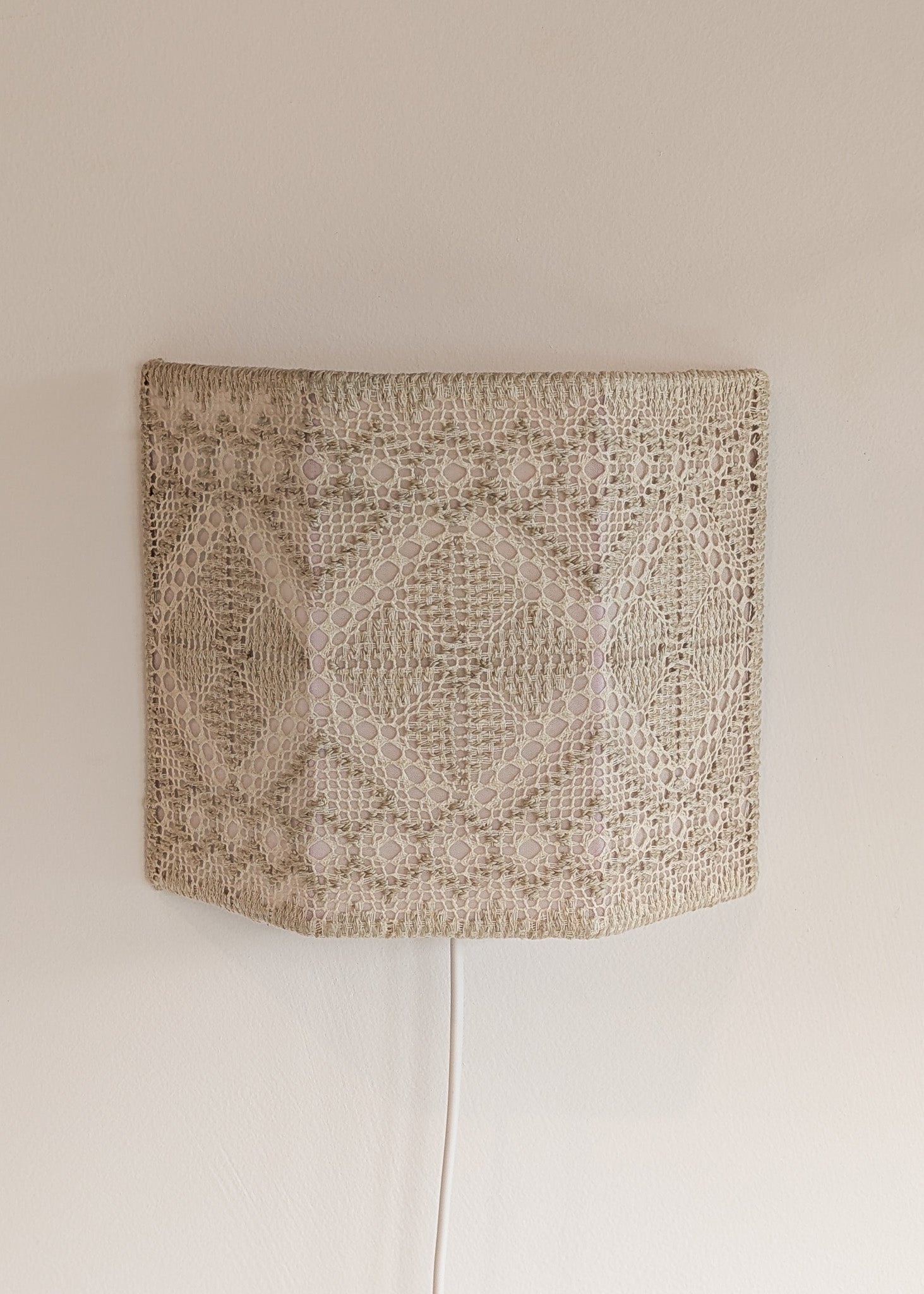 Pair of Vintage Swedish Crocheted Plug-In Wall Sconces