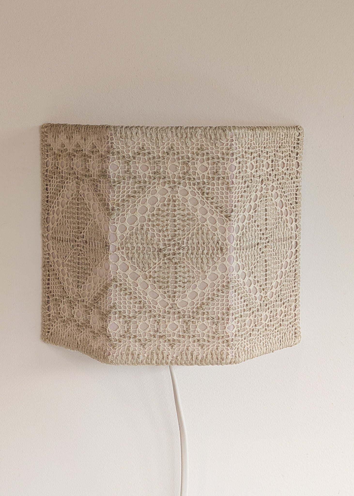 Pair of Vintage Swedish Crocheted Plug-In Wall Sconces