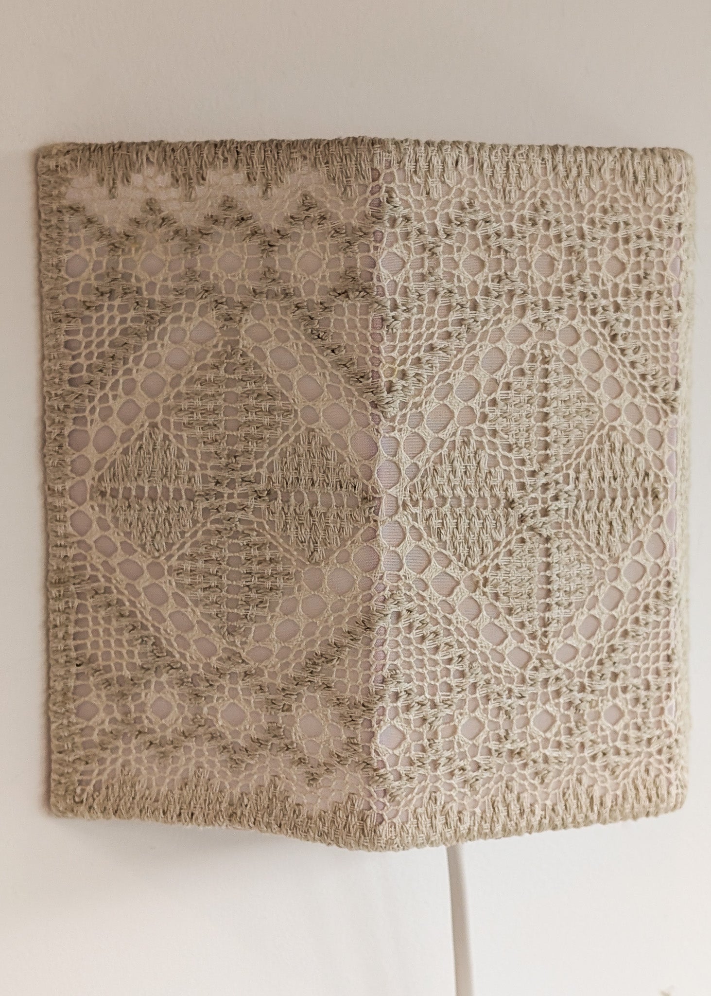 Pair of Vintage Swedish Crocheted Plug-In Wall Sconces