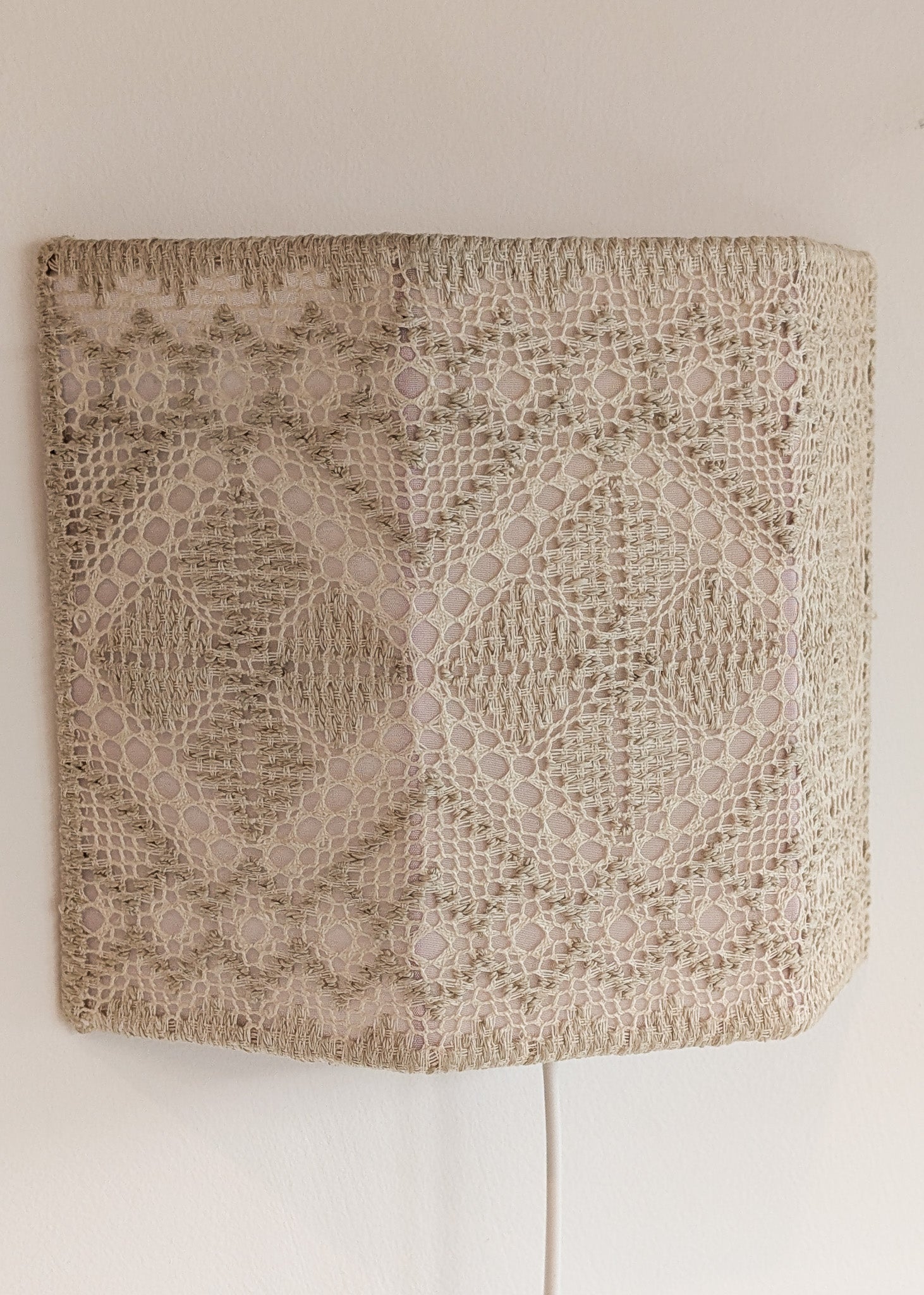 Pair of Vintage Swedish Crocheted Plug-In Wall Sconces