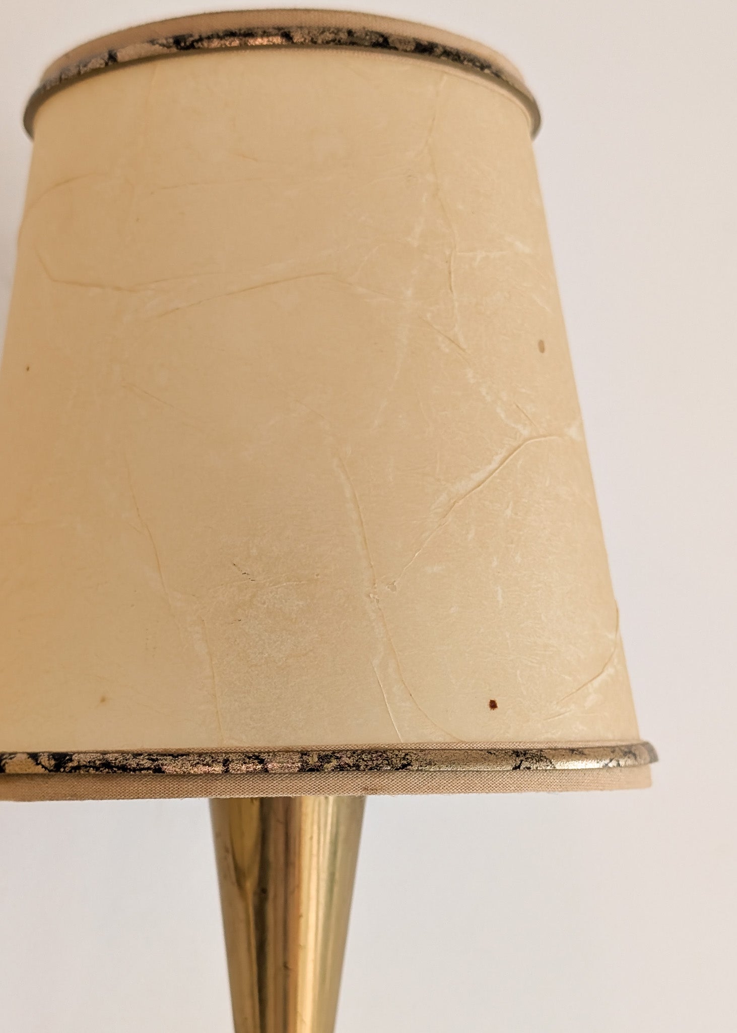 Pair of Rare Vintage Norwegian Brass and Wood Plug-in Wall Sconces with Original Shades