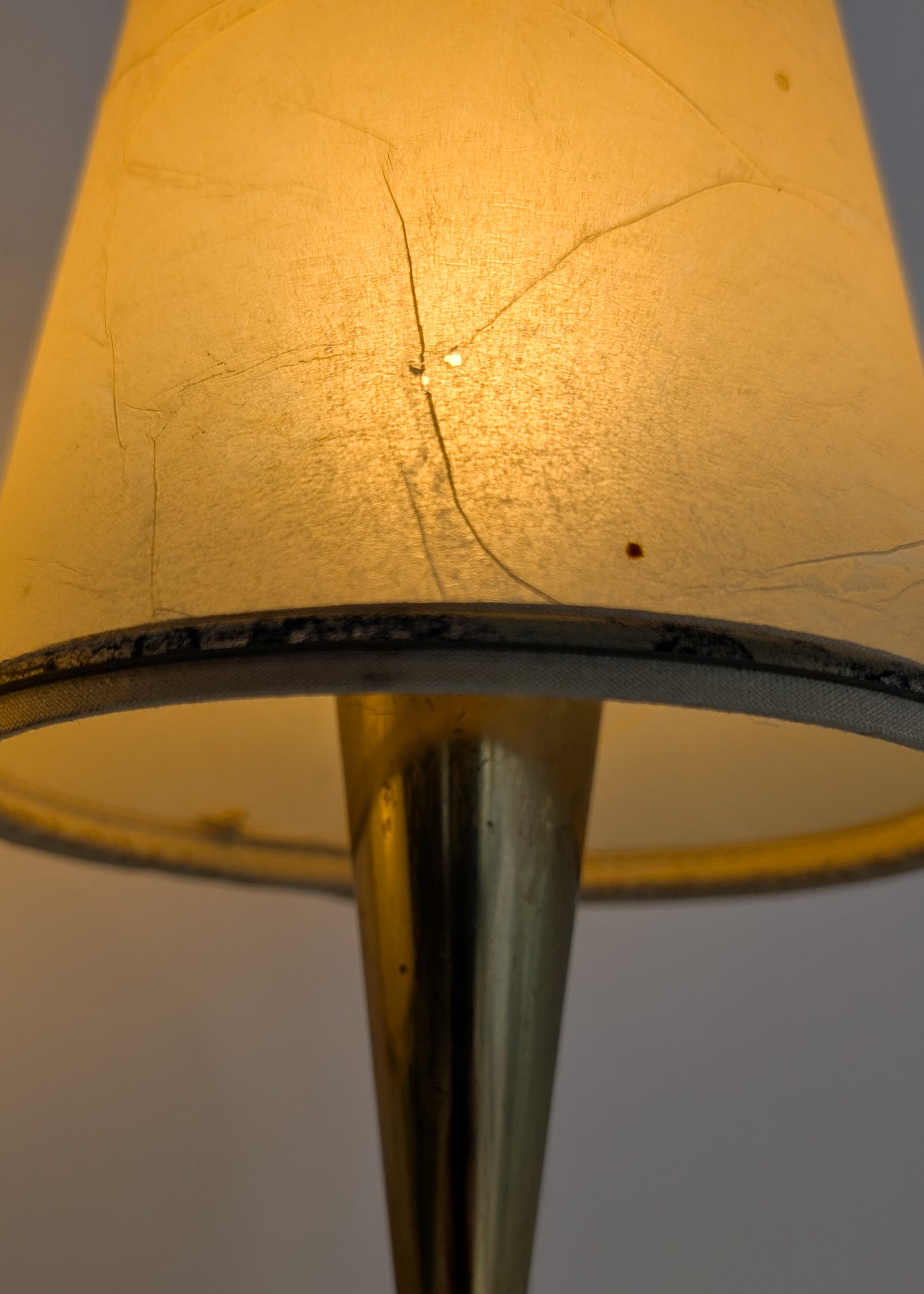 Pair of Rare Vintage Norwegian Brass and Wood Plug-in Wall Sconces with Original Shades