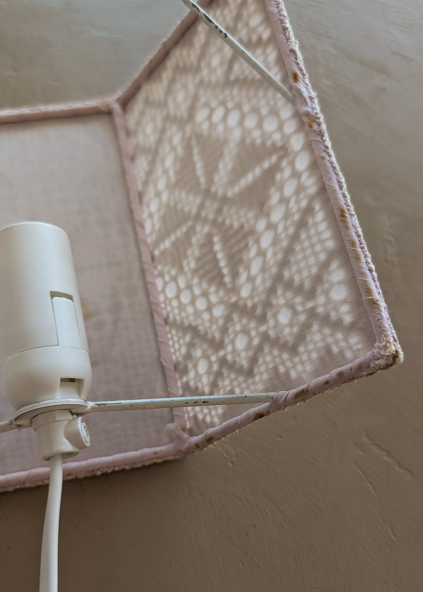 Pair of Vintage Swedish Crocheted Plug-In Wall Sconces