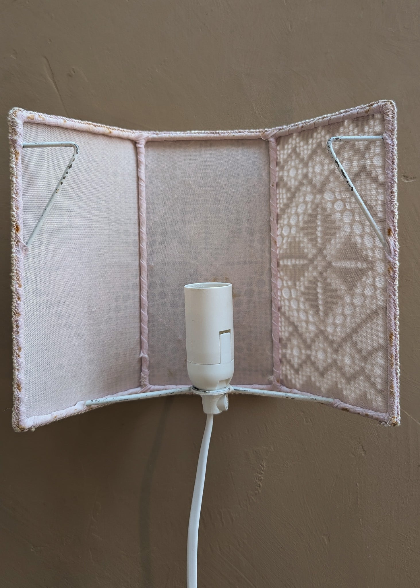 Pair of Vintage Swedish Crocheted Plug-In Wall Sconces