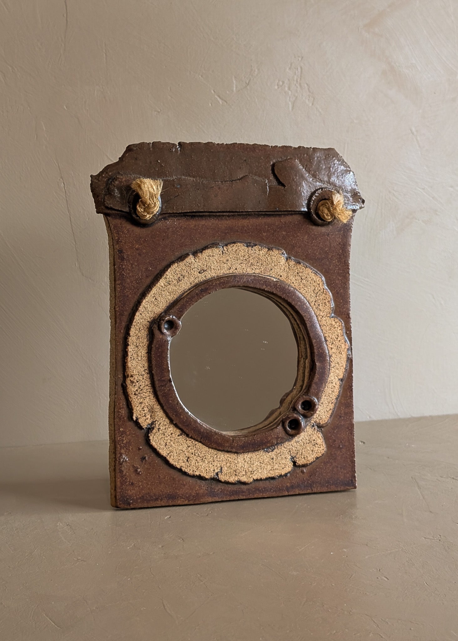Petite Studio Pottery Neutral Brutalist Wall Mirror