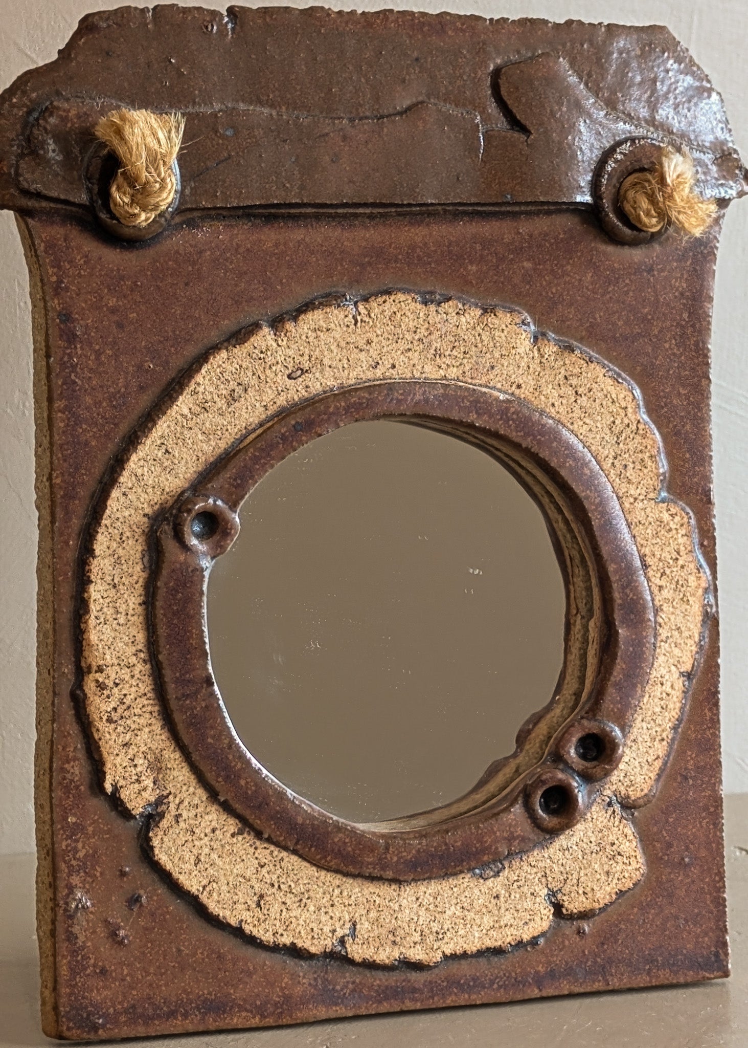 Petite Studio Pottery Neutral Brutalist Wall Mirror