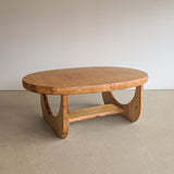 Large Unique Vintage Midcentury European Scandinavian Oval Pine Coffee Table