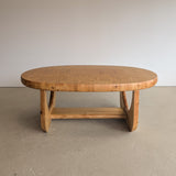 Large Unique Vintage Midcentury European Scandinavian Oval Pine Coffee Table